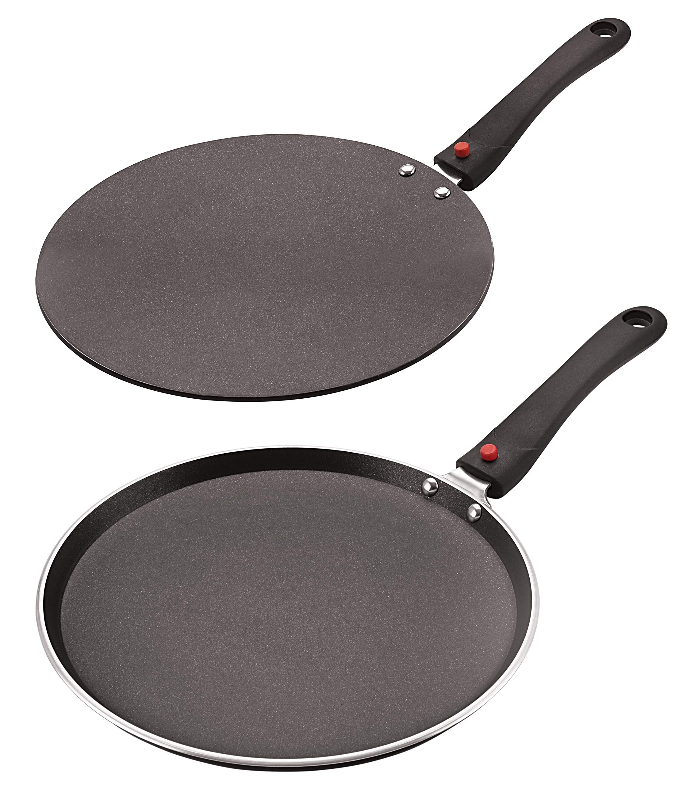 Celebrino 2 Pieces Tawa Set | Removable HeatResistant Strong Handle | Heavy Guage 4Mm Thick Aluminum Cookware For Induction/Ele
