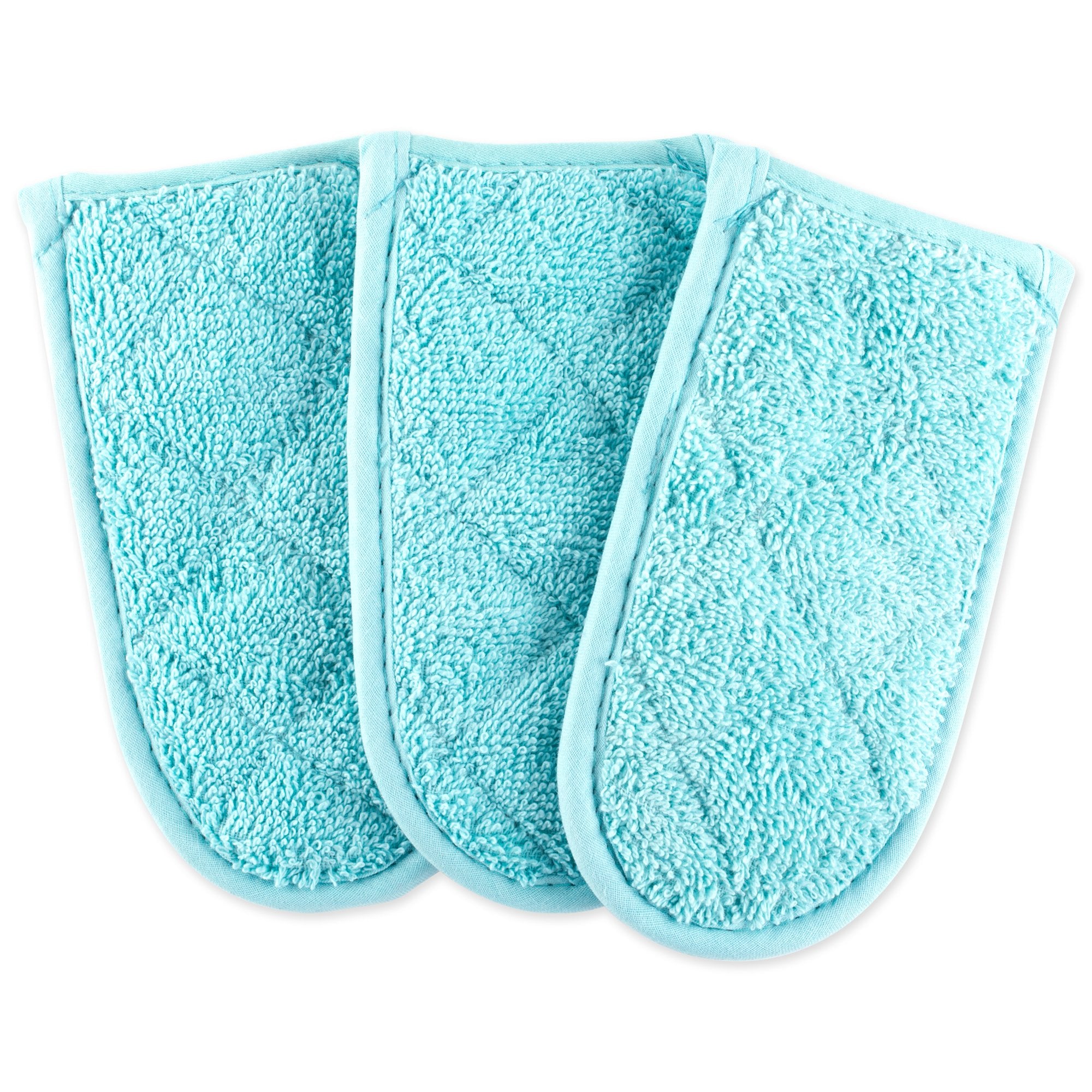 Dii Basic Terry Collection Quilted 100% Cotton, Pan Handle, Aqua, 3 Piece