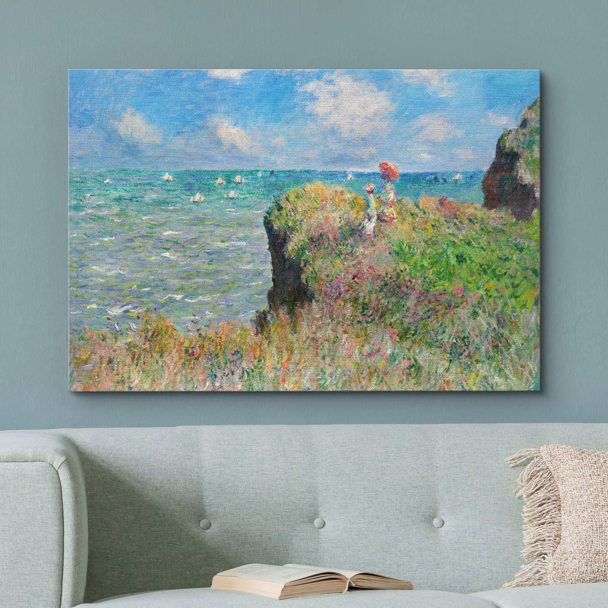Wall26 Canvas Print Wall Art Cliff Walk At Pourville By Claude Monet Nature Wilderness Illustrations Fine Art Traditional Scenic