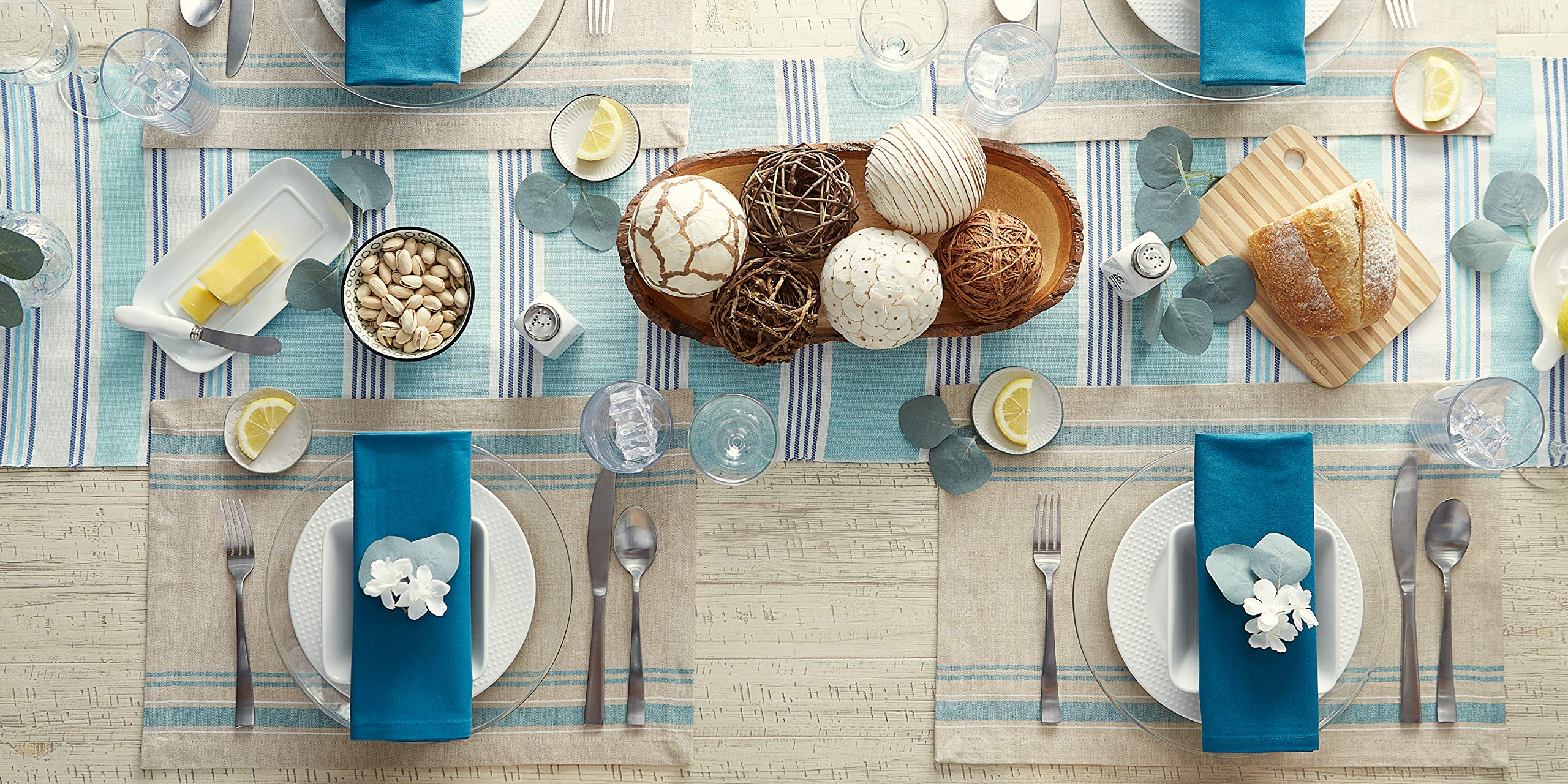 DII Teal French Stripe Placemat (Set of 6)
