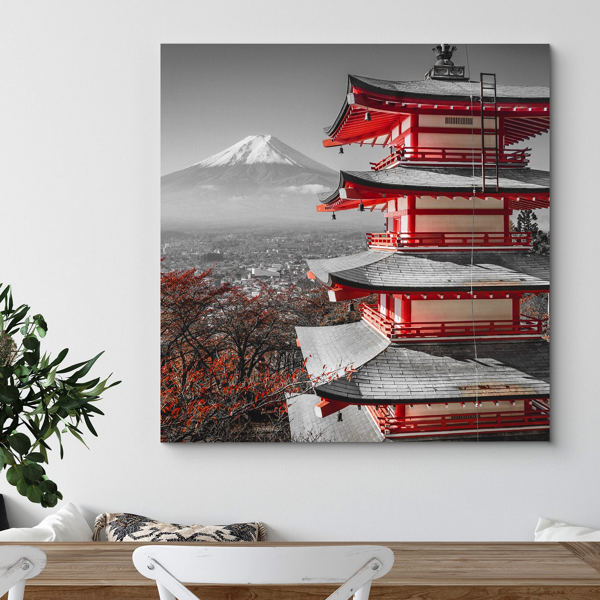 Wall26 Canvas Print Wall Art Pop Of Color Japanese Shrine & Mt. Fuji Architecture & Maps Cities Photography Realism Chic Scenic