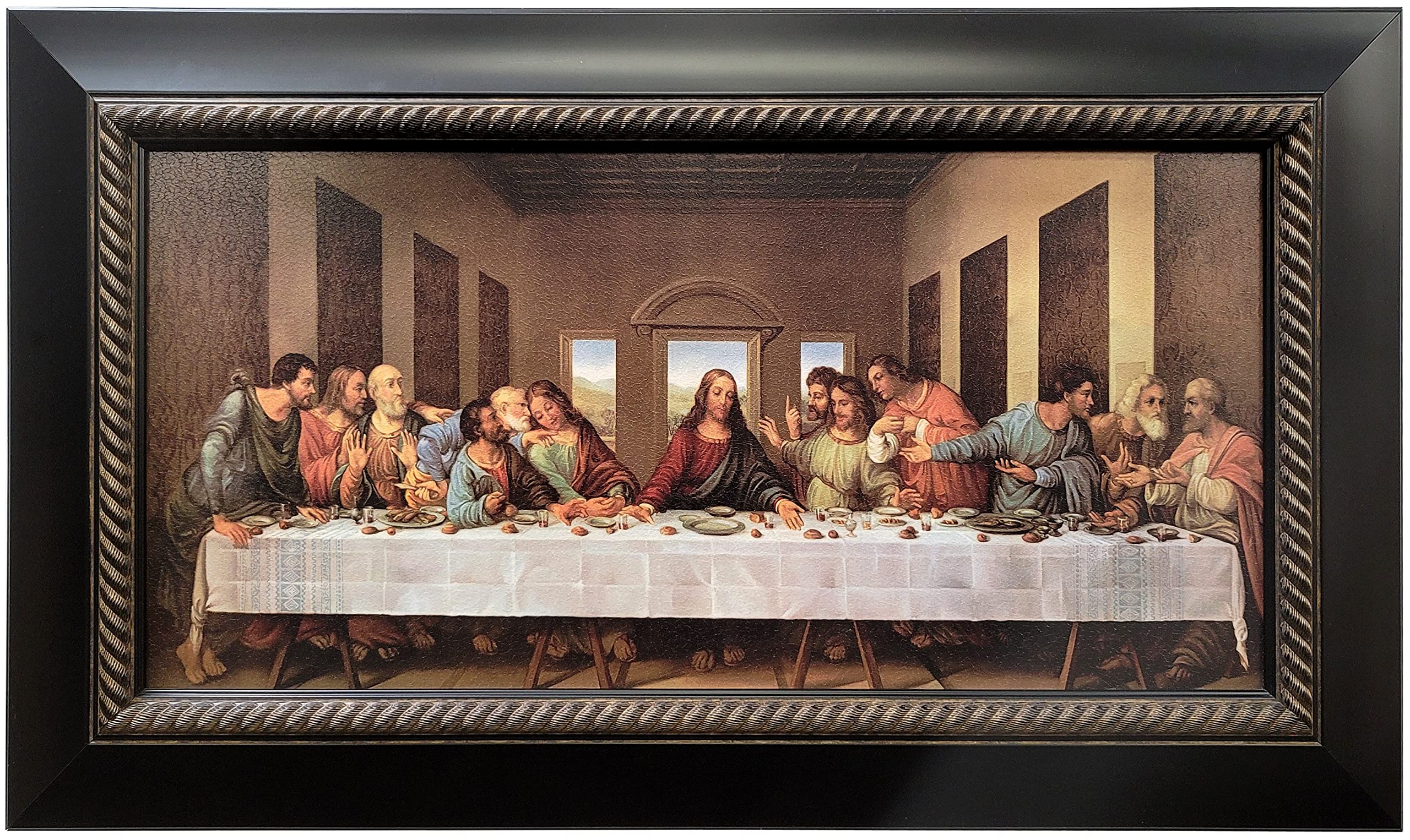Moms Art Studio - Last Supper Wall Decor 36.5 X 22 Inches, Leonardo Da Vinci Reproductions, Museum Look Art Framed, Artists Acry