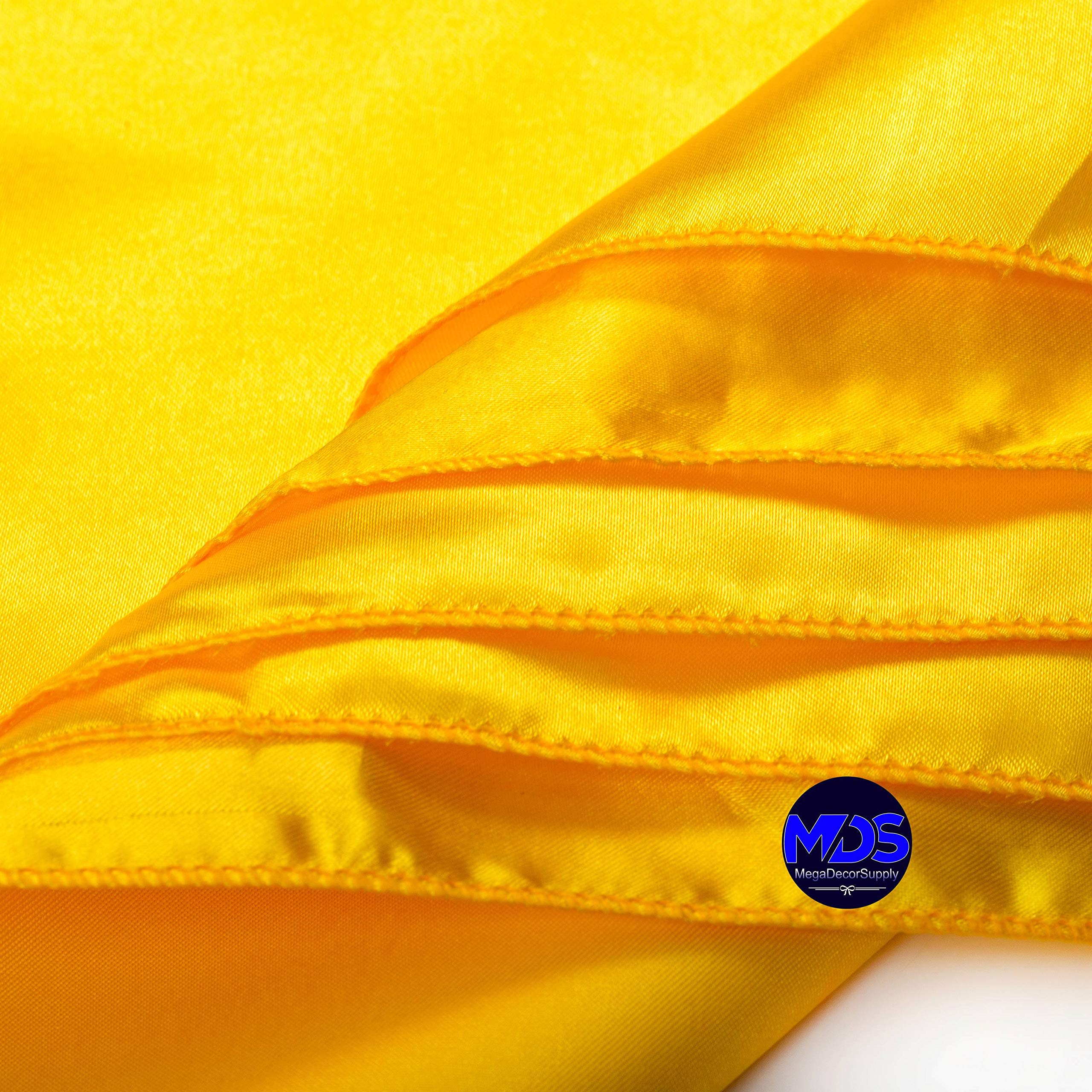 Mds Pack Of 50 Wedding Satin 12''X 12'' Square Dinner Napkin Or Handkerchief For Wedding Banquet Decoration - Yellow Gold