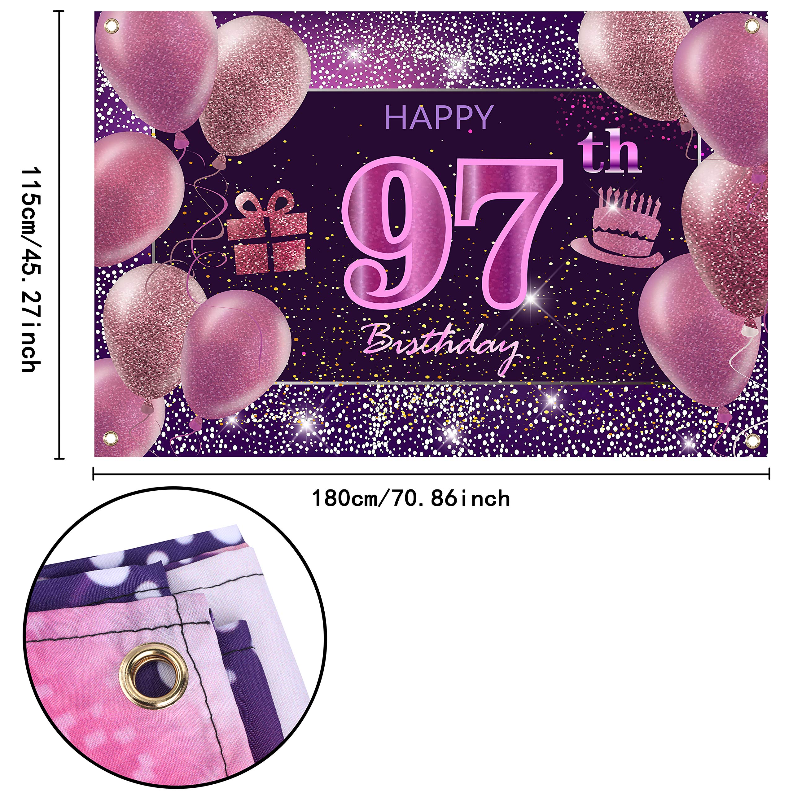 97Th Birthday Decorations For Girls Imisi Happy Birthday Banner Pink Decorations For A Party Birthday Backdrop For Women