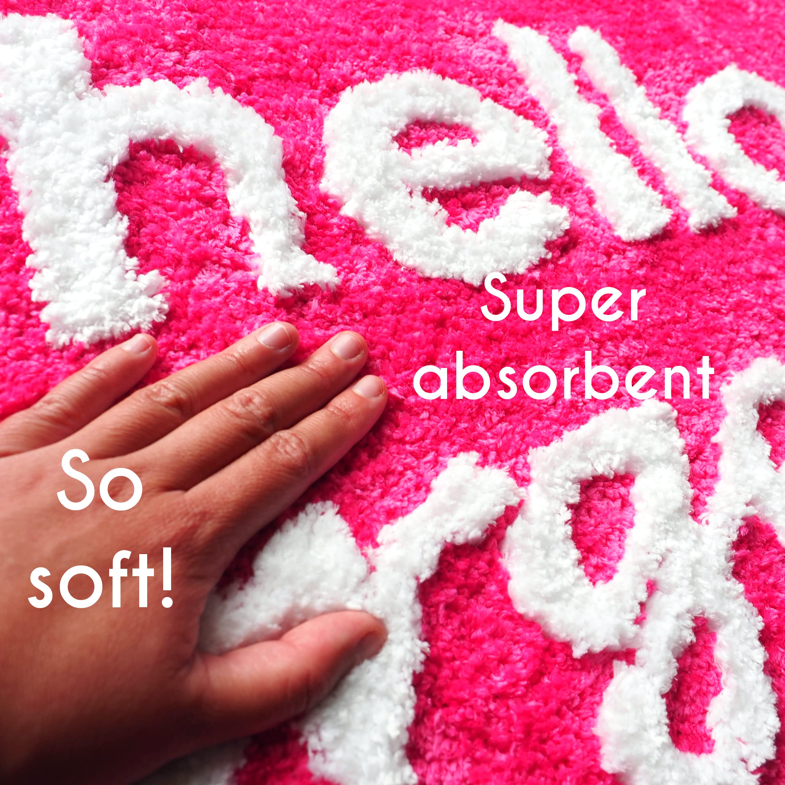 Hello Gorgeous Bath Mat Hot Pink Dark Magenta Fuchsia Blush Peach Coral Cute Beautiful Bathroom Rugs for Girls You Look Good Gorgeous Funny Shower Fun Bathroom Decor Non-Slip Washable Kids Women