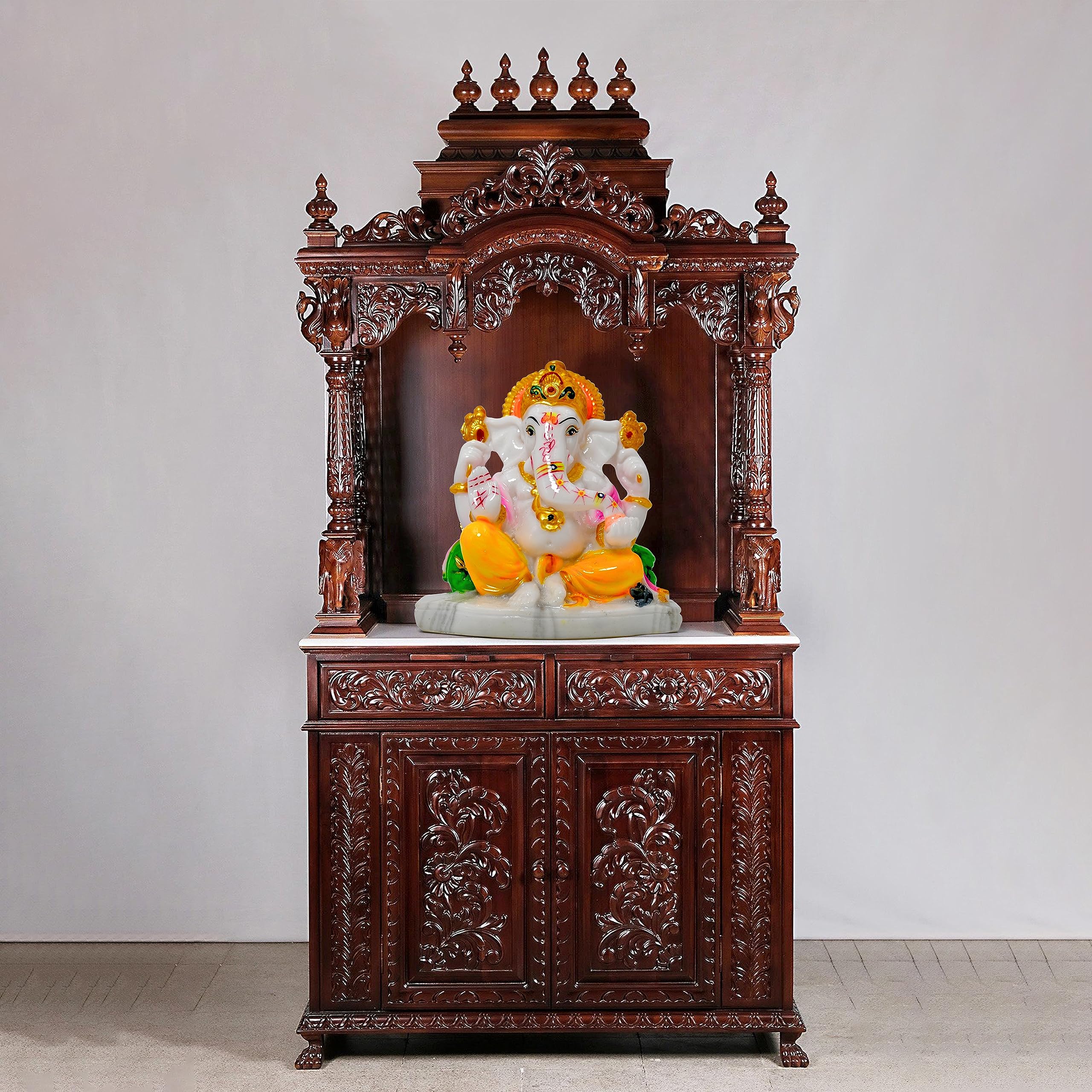 TRILOK IDOLS Ganesha Idol Handmade Marble Dust | Vinayaka Statue | Ganpati Statue | Ganesh ji murti | Ganesh Idol for Pooja Room