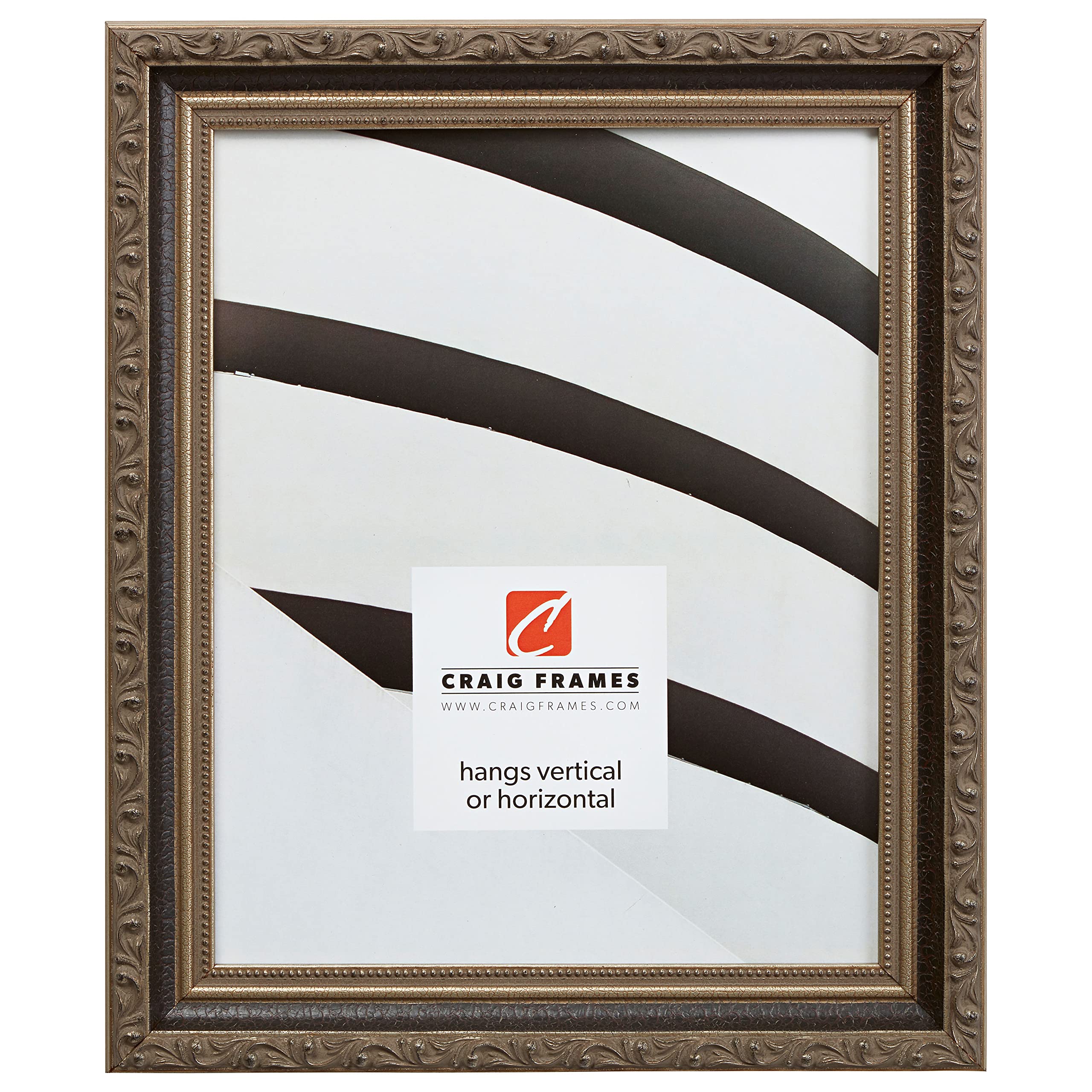 Craig Frames Regence, 14x18 Picture Frame, Black & Silver