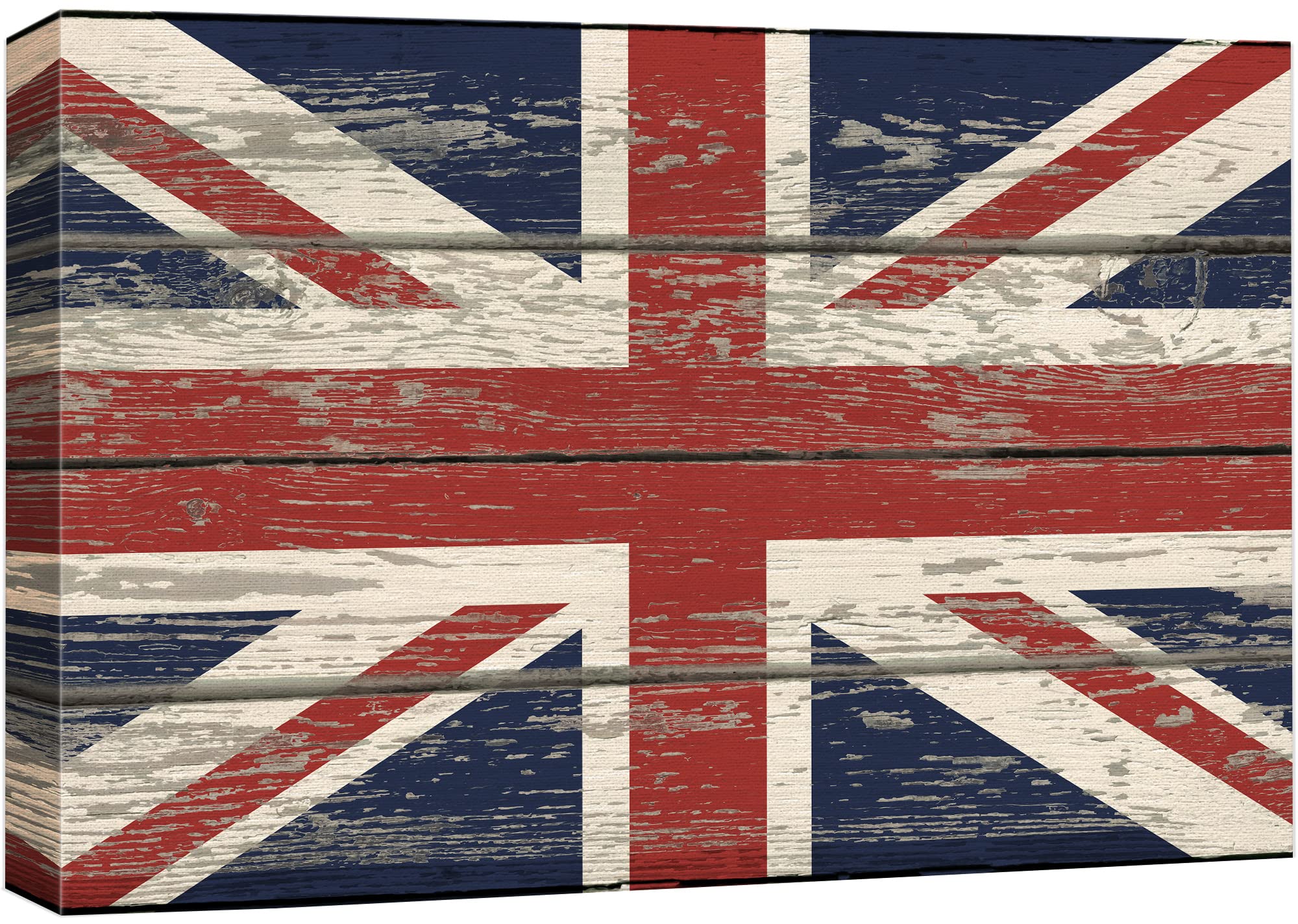 Wall26 Canvas Print Wall Art United Kingdom British Flag On Vintage Retro Wood Panels Pop Culture Cultural Digital Art Modern Ar