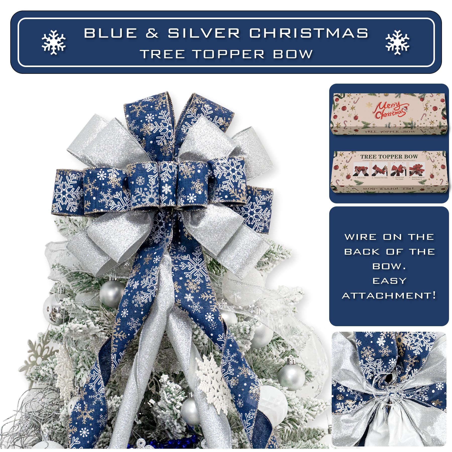 Hismir Christmas Tree Topper Bow