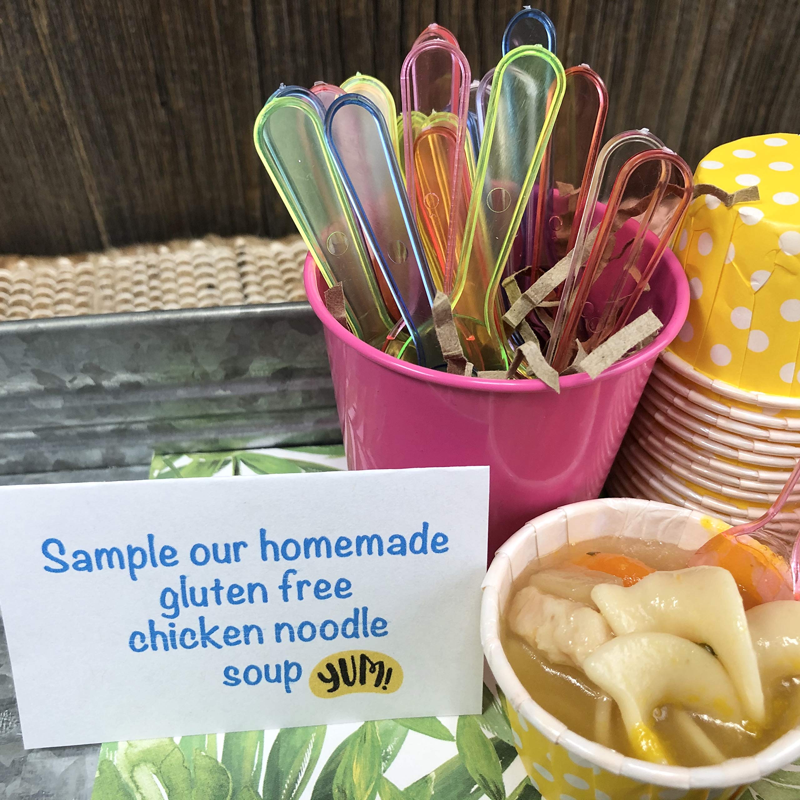 Mini Taster Spoons - Clear Plastic - Blue, Pink, Green, Yellow, Orange - 150 Pack By Outside The Box Papers