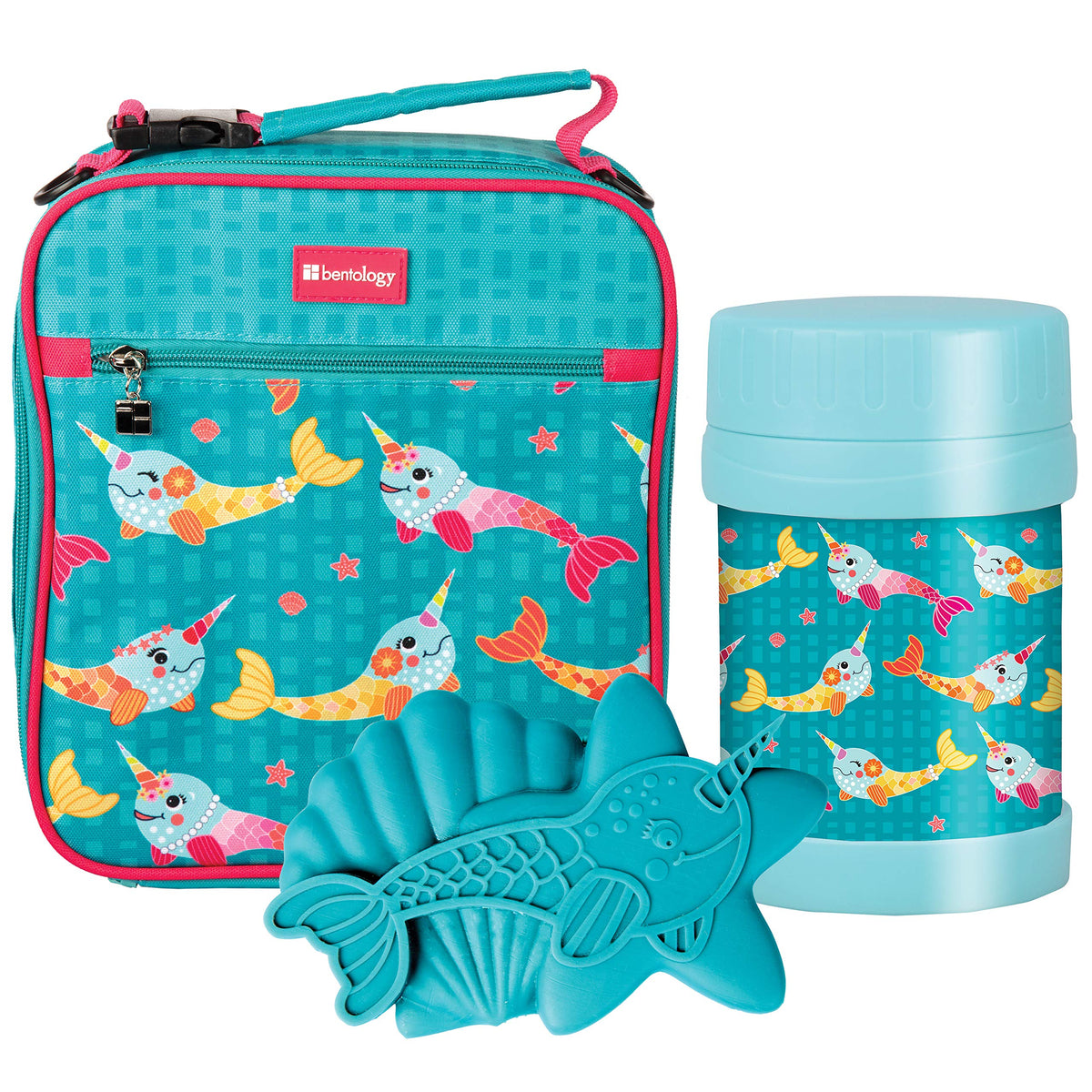 Kids Complete Lunch Box Tote Kit - Insulated Soft Bag Sleeve W Convertible Backpack Strap For Kids, 13Oz Food Jar & Reusable Har