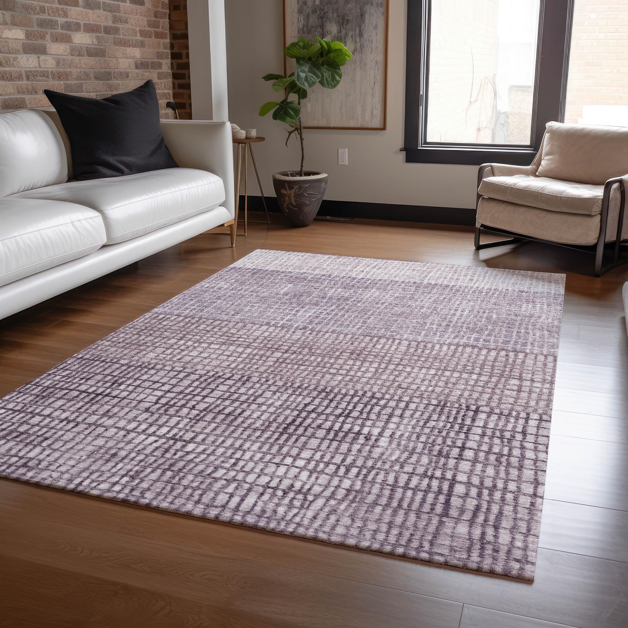 Machine Washable Indoor/Outdoor Chantille Purple 5 x 76 Rug