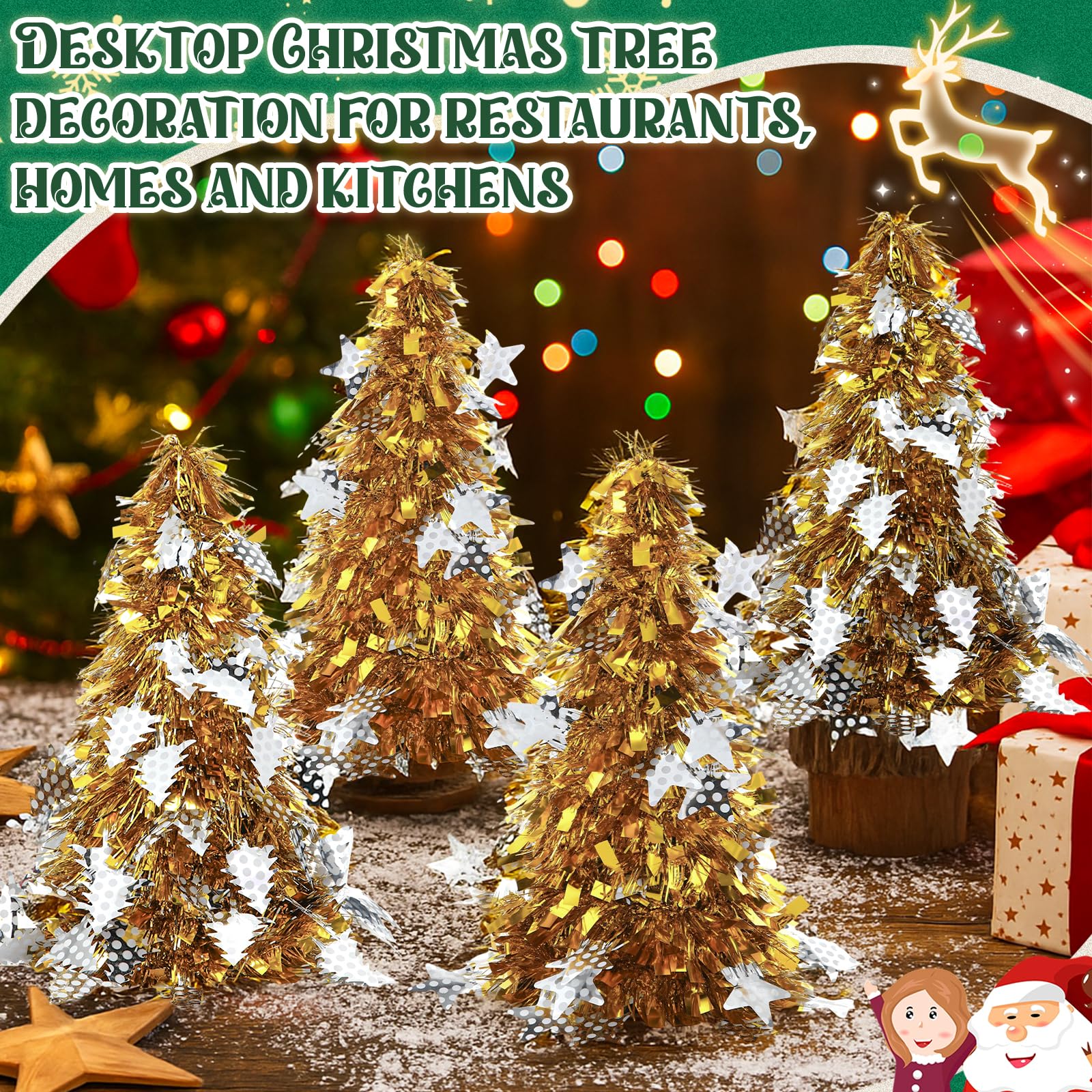 Libima 20 Pcs 10 Inch Mini Tinsel Christmas Tree Artificial Sequins Tabletop Christmas Tree Glitter Metallic Small Xmas Trees Mi