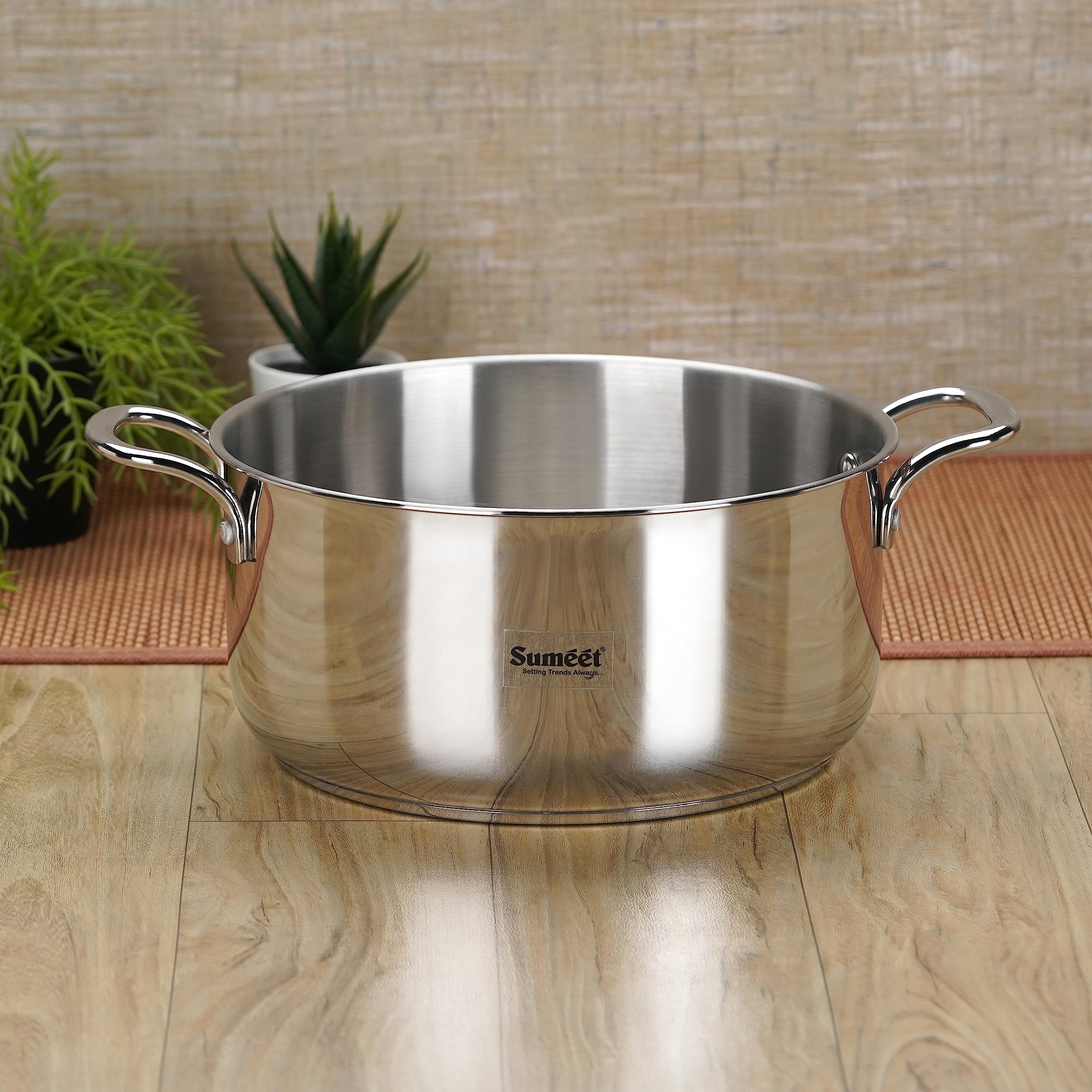 Sumeet Stainless Steel Induction Bottom (Encapsulated Bottom) Casserole 6 Ltr, 26 Cm Dia, Silver, 6000 Milliliters