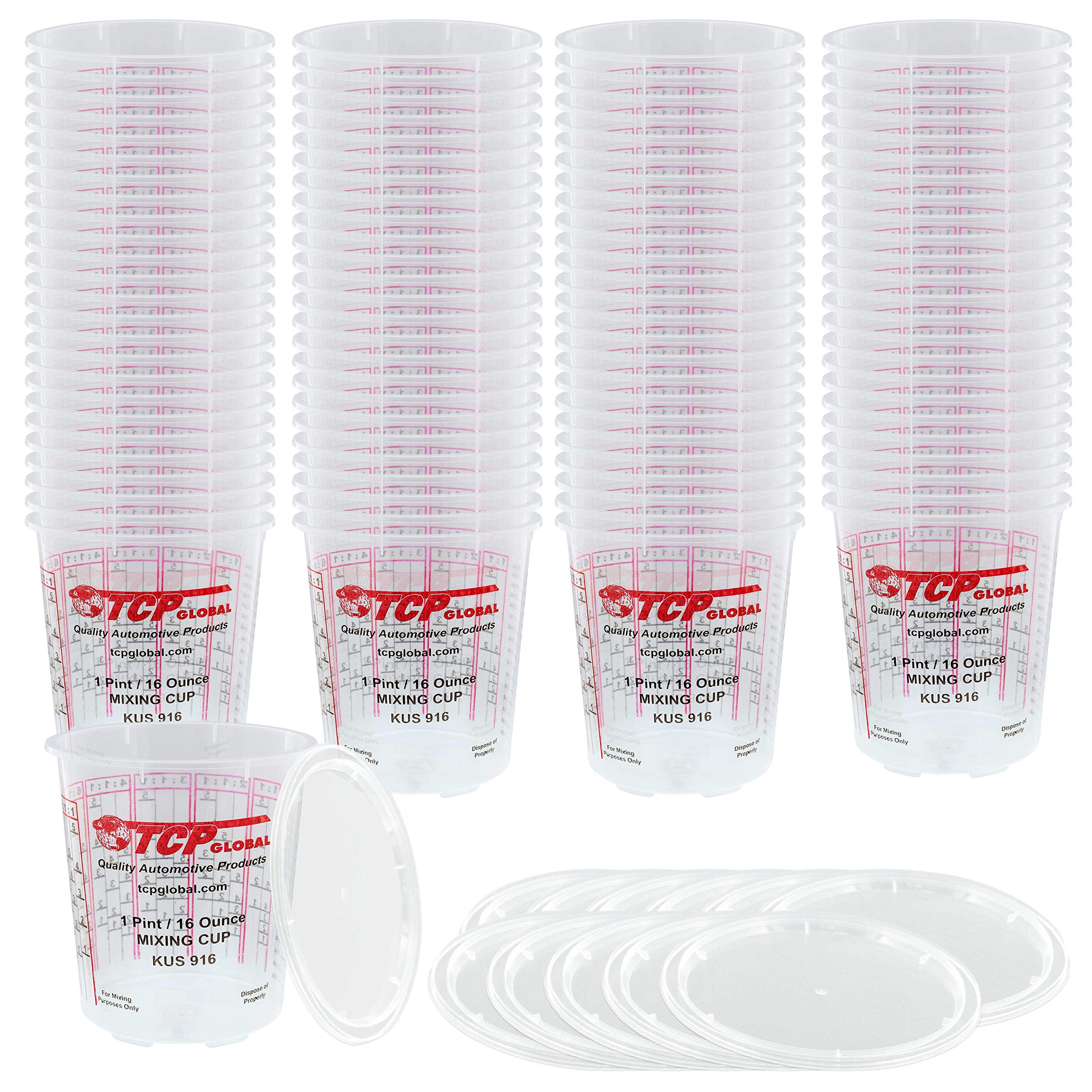 Custom Shop - Pack Of 36 Each - 16 Ounce Graduated Paint Mixing Cups - Cups Are Calibrated With Multiple Mixing Ratios - Also In