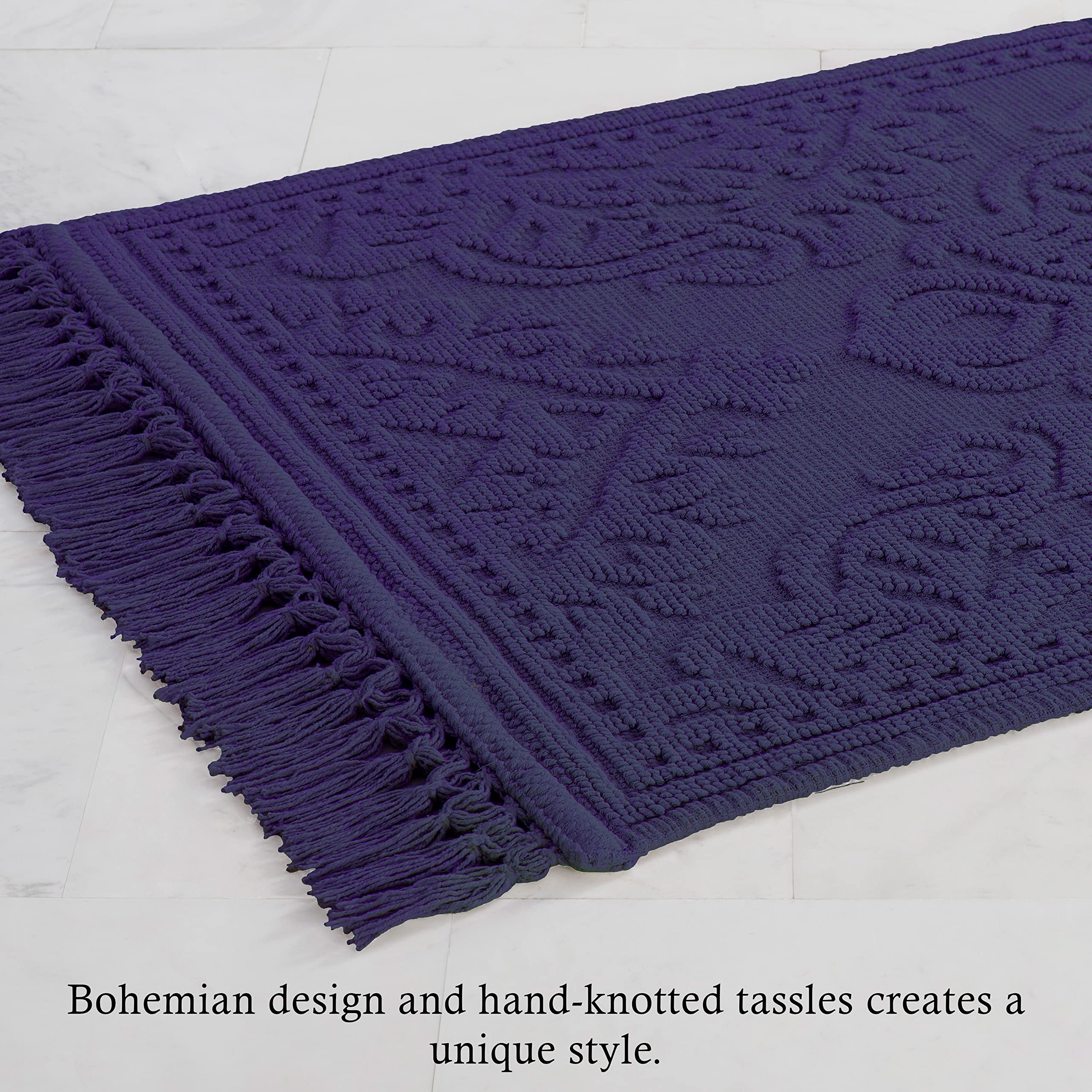 Jean Pierre - Ricardo Bath Mats, Set Of 2 Woven Fringe Bathroom Rugs, 100% Cotton, Premium Bathroom Decor - Measures 17'' X 31''