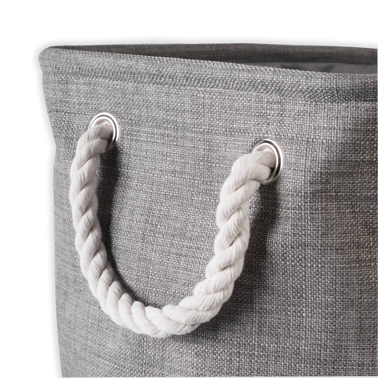 DII  Collapsible Variegated Polyester Storage Bin with Cotton Handles Large Gray