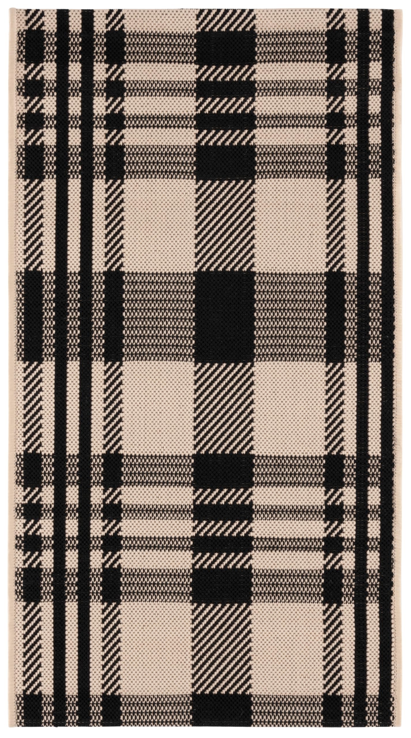 SAFAVIEH Courtyard Collection Accent Rug - 2 x 37, Black & Bone, Indoor/Outdoor & Washable, Ideal for High Traffic Areas in Pa