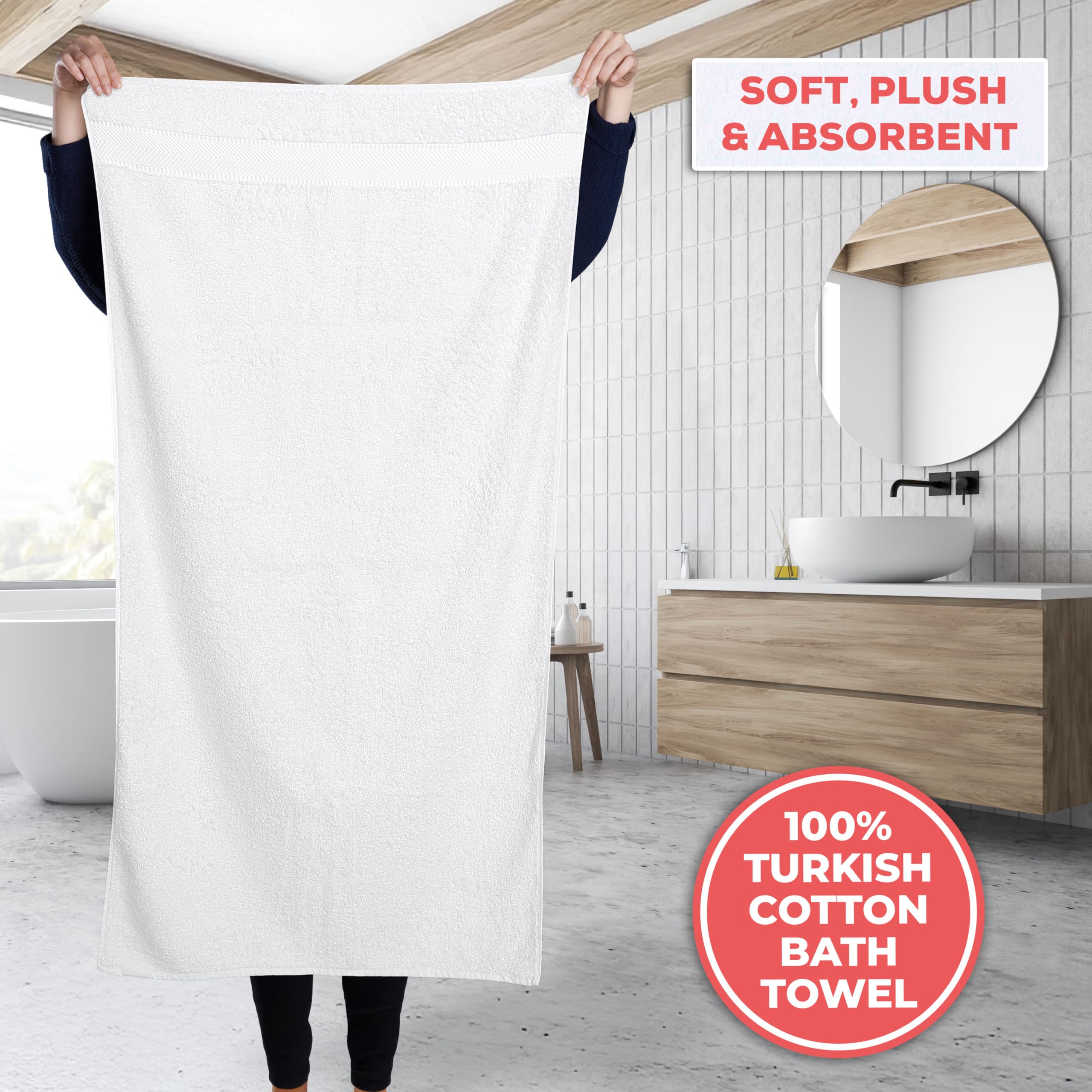Textilom 100% Turkish Cotton 3 Pcs Bath Towel Set, Luxury Bath Towels For Bathroom, Soft & Absorbent Bathroom Towels Set (1 Bath