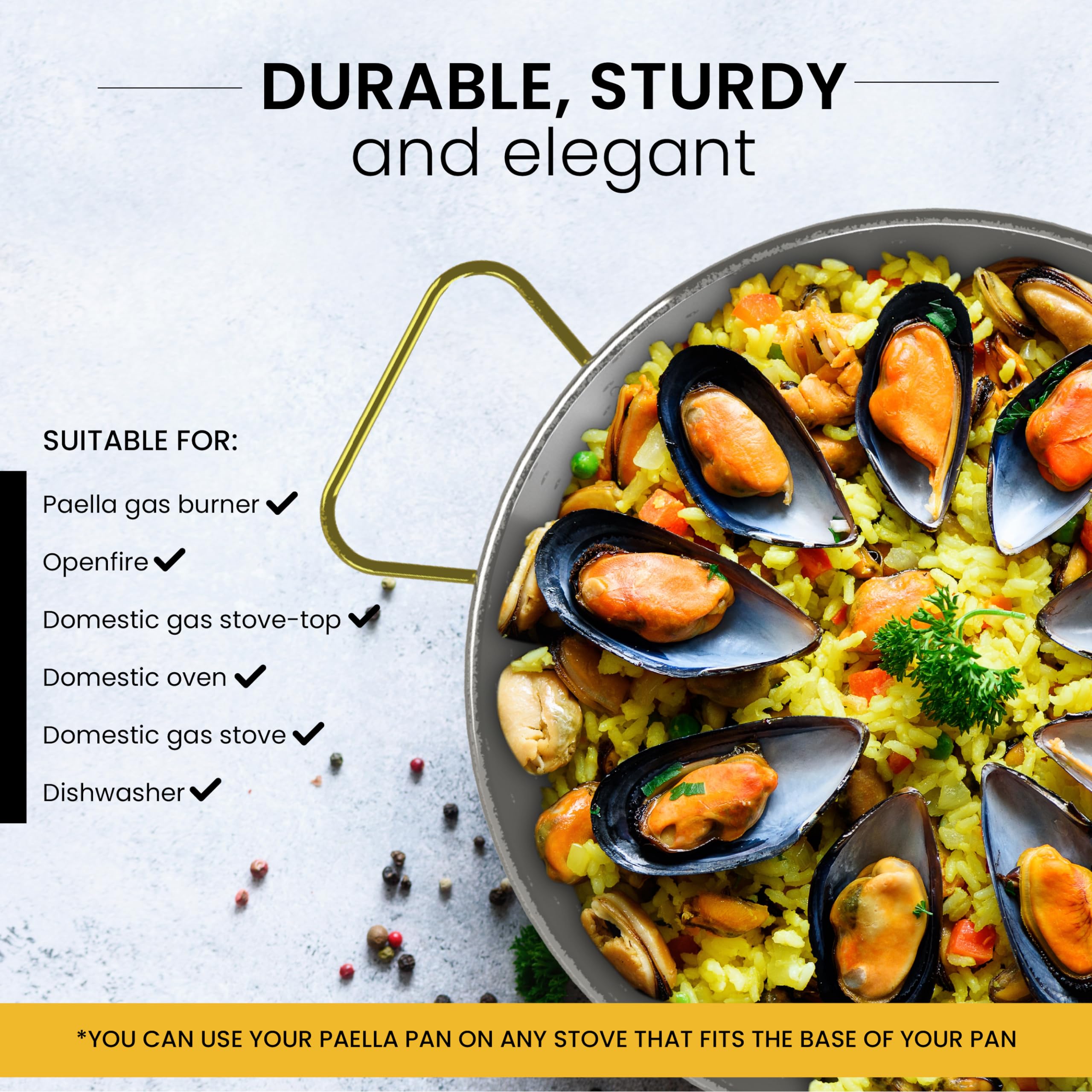 Machika Stainless Steel Paella Pan | Cooking Pan | Stainless Steel Skillet For Paella And Rice Recipes | Stainless Steel Valenci