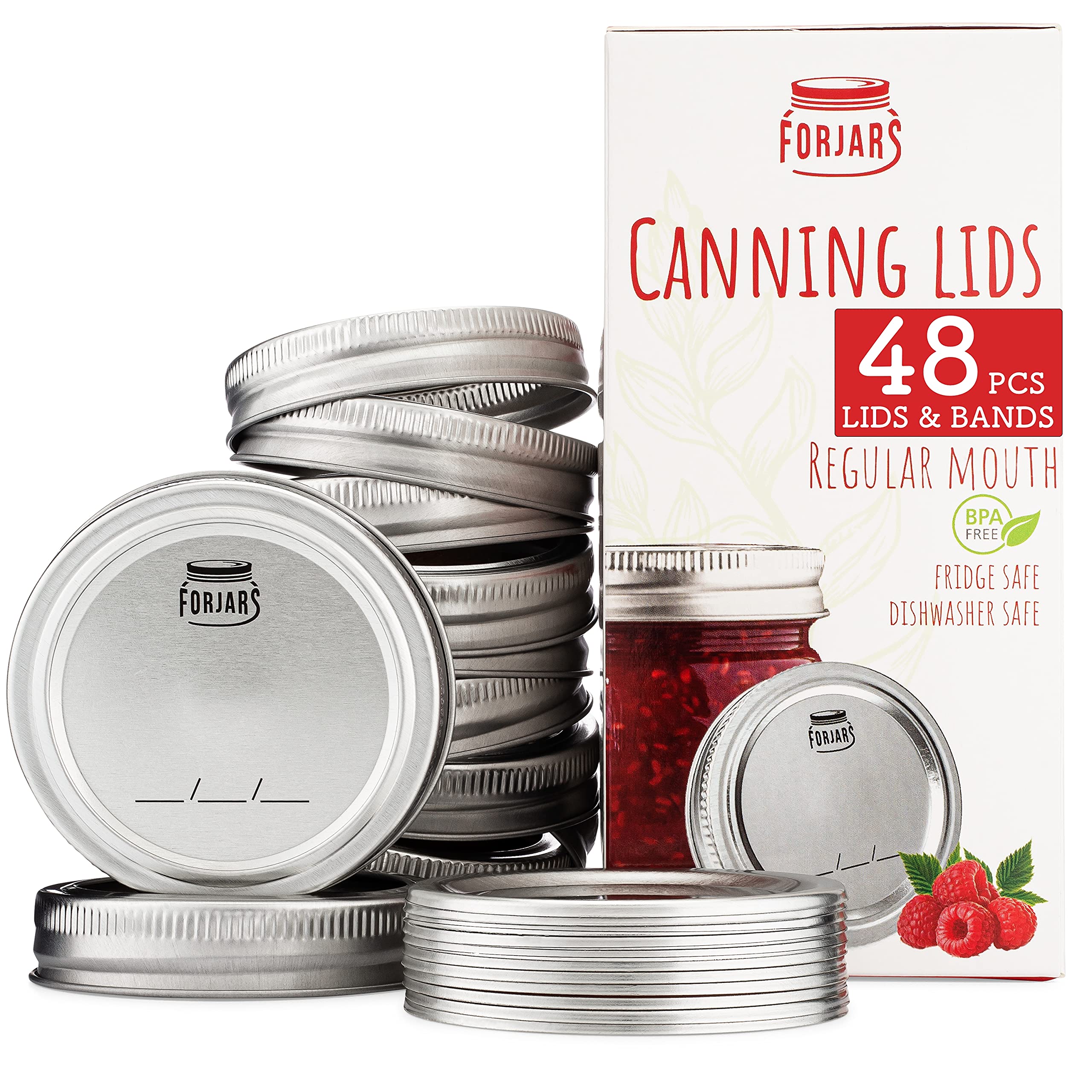 48Pcs/24Sets, Canning Lids And Rings Regular Mouth - Create Airtight Seals On Mason Jars To Preserve Food For Meal Prep & Food S