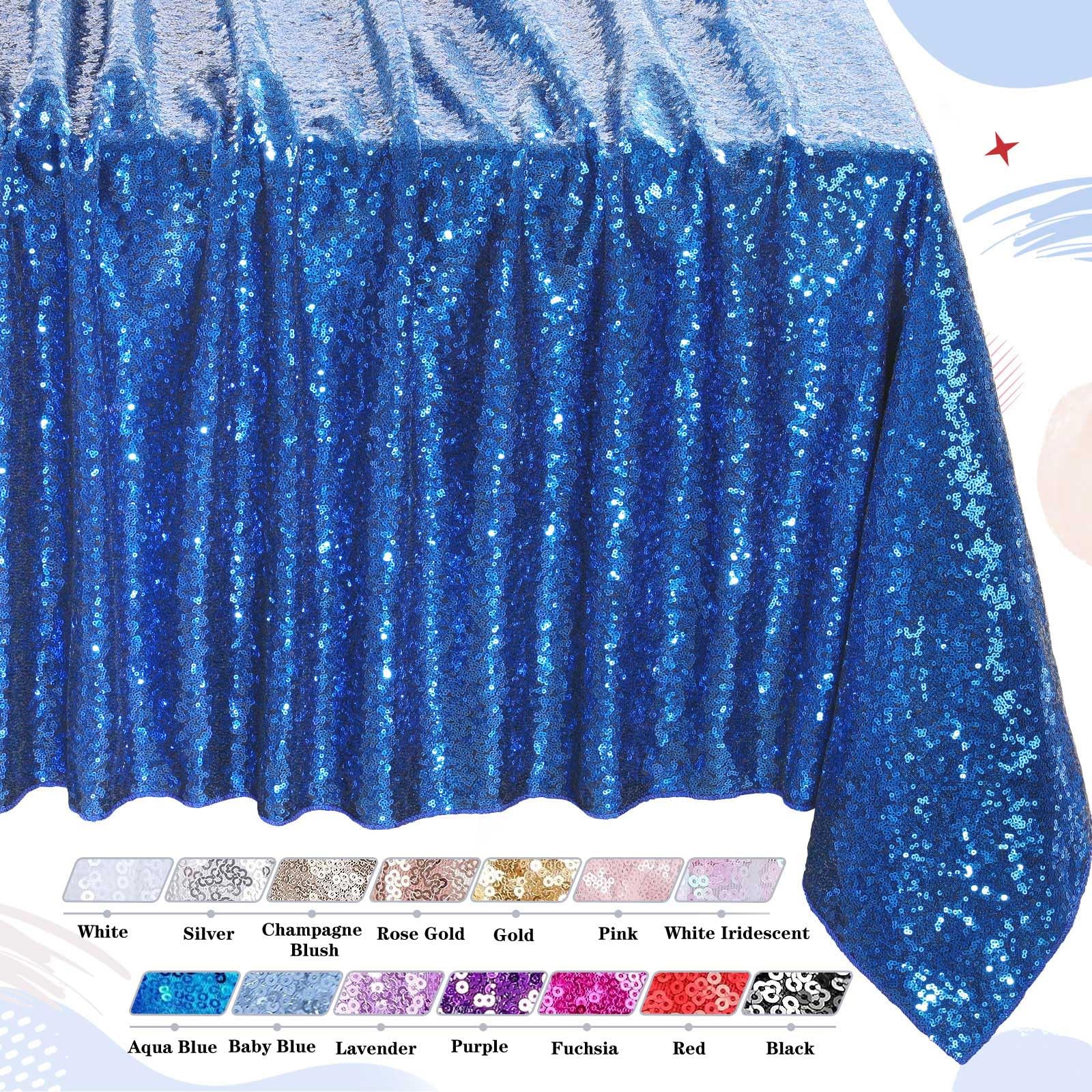 Queendream Royal Blue Sequin Tablecloth For Party: Sparkly Tablecloth 90X156 - Royal Blue Table Decorations For Corporate Events