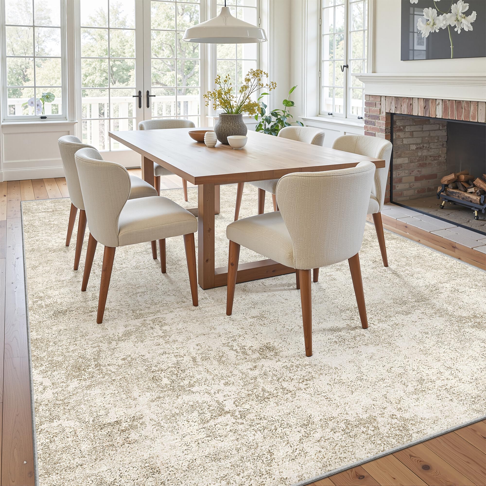 Art&Tuft Washable Rug, Anti-Slip Backing Abstract Area Rugs, Stain Resistant Rugs for Living Room, Foldable Machine Washable Are