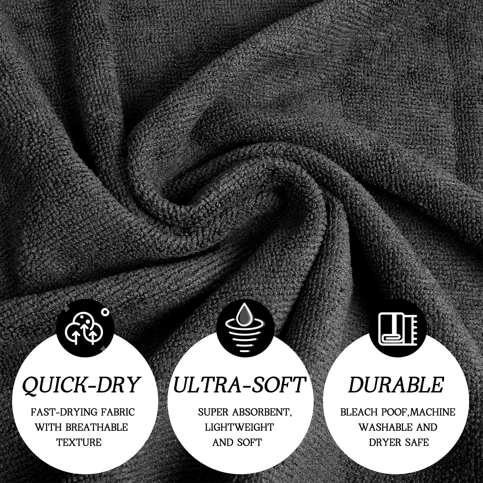 Shimeyao 48 Pack Bleach Proof Towels Microfiber Absorbent Hair Towels Bulk Bleach Salon Hand Drying Cloth for Gym, Bath, Spa, Sh