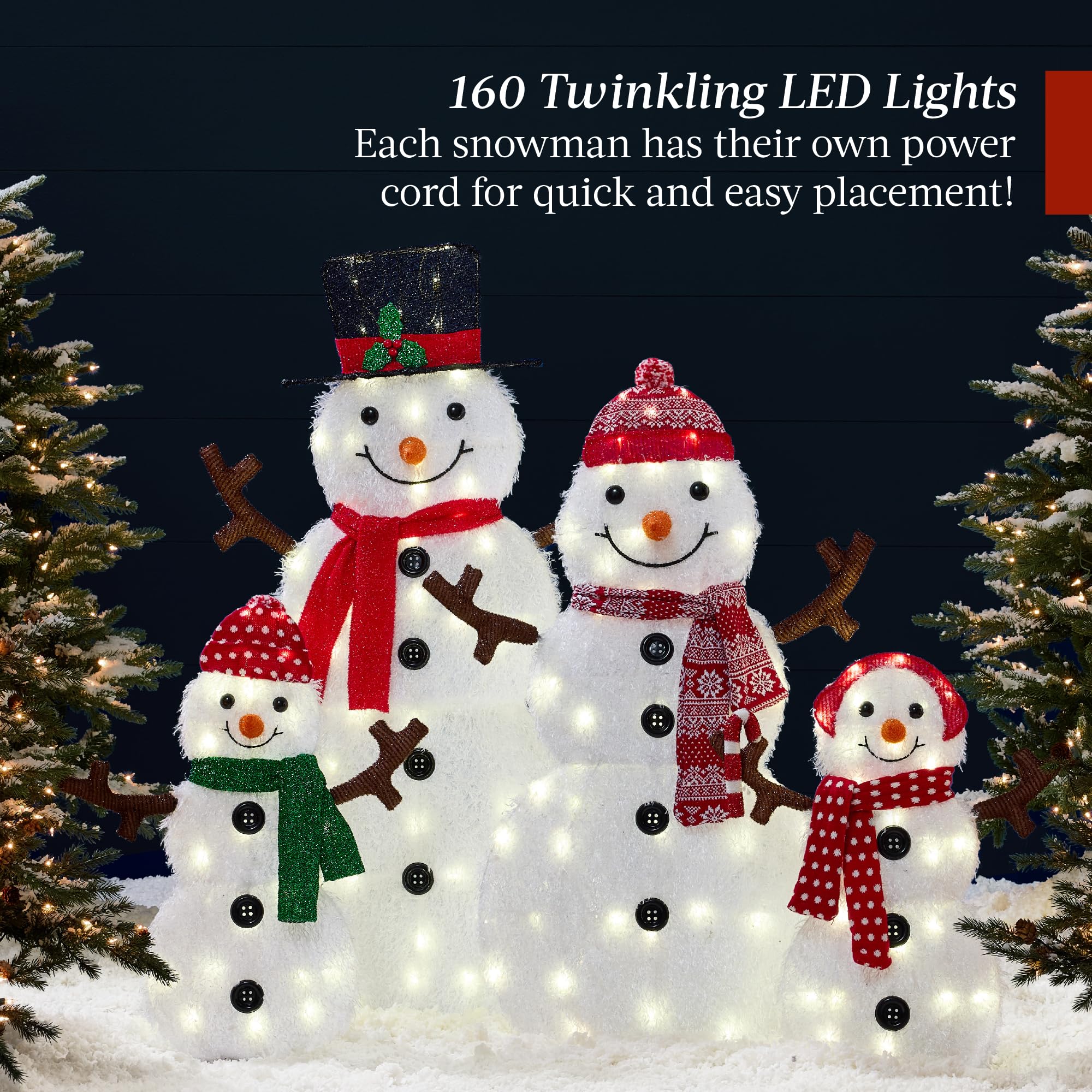 Best Choice Products 4ft 4-Piece 2D Lighted Christmas Snowman Family Set, Large Outdoor Yard Decor Holiday Decoration w/ 160 Twi