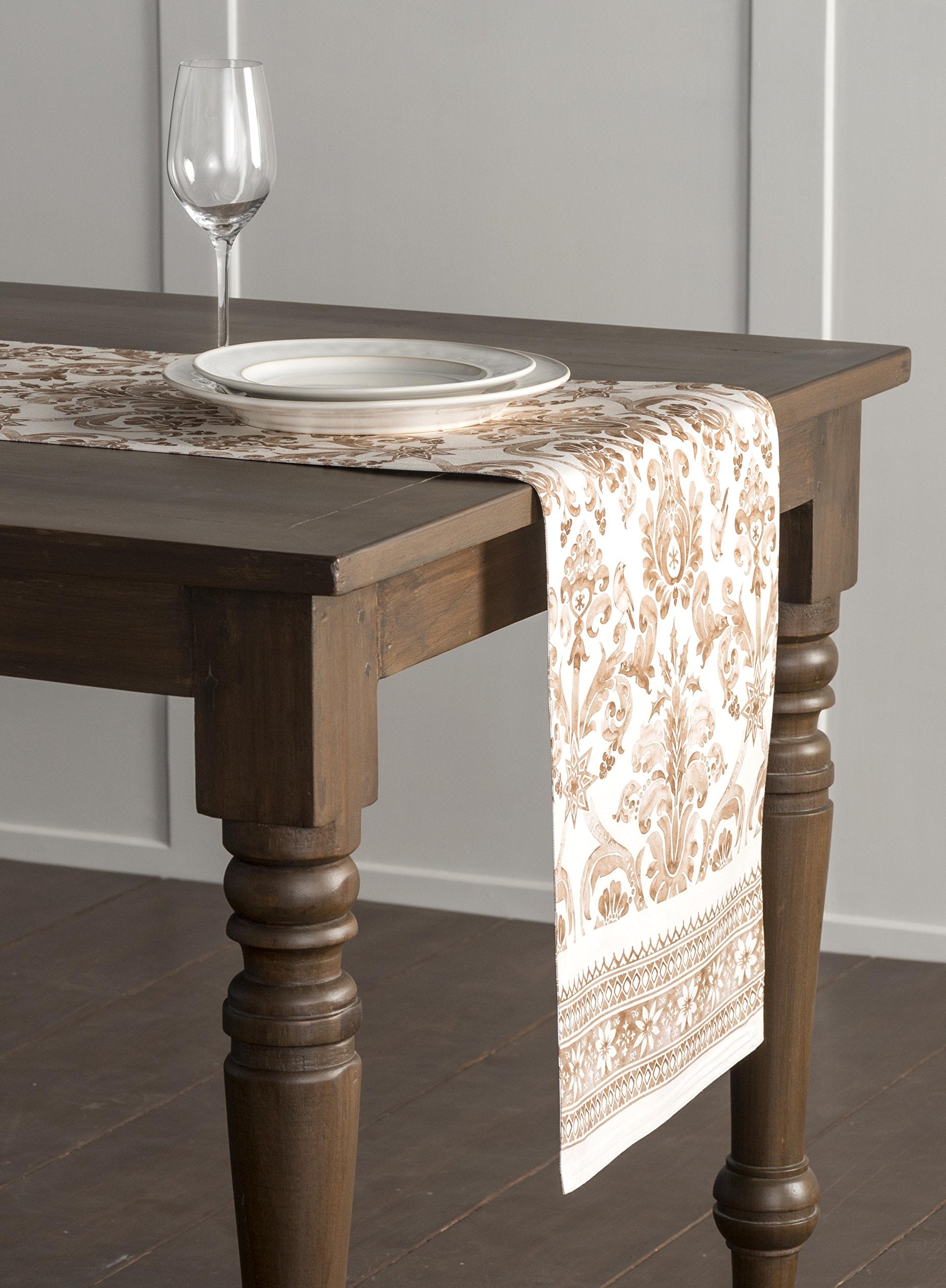 Maison D' Hermine Tablerunner 100% Cotton 14.50Inch X 36Inch Decorative Table Runner, Dining, Holidays, Buffet, Allure (Single L