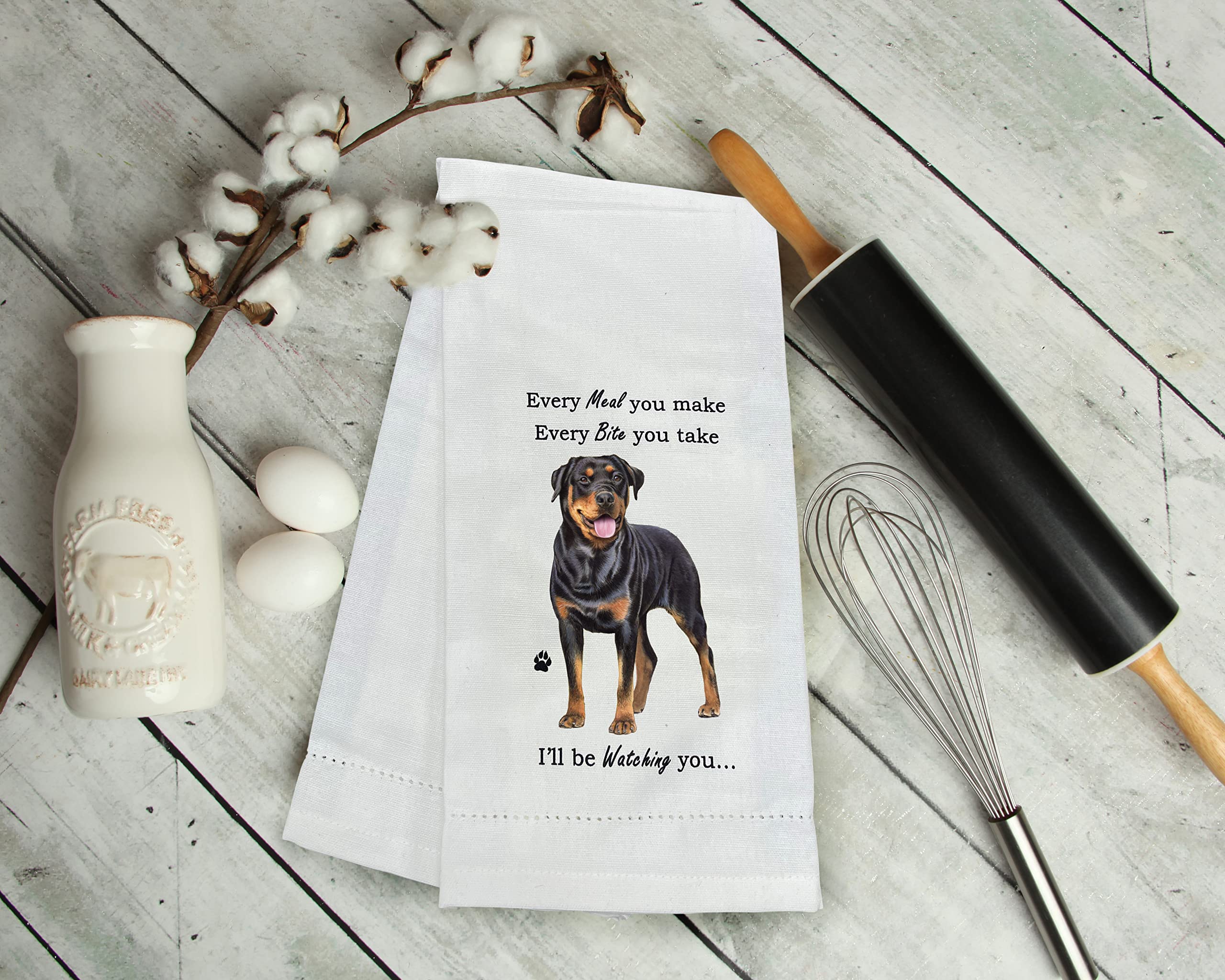 E&S Imports Rottweiler Kitchen Towel - Soft Highly Absorbent - Rottweiler Gifts - Dish Towels For Washing Dishes - Tea Towels -