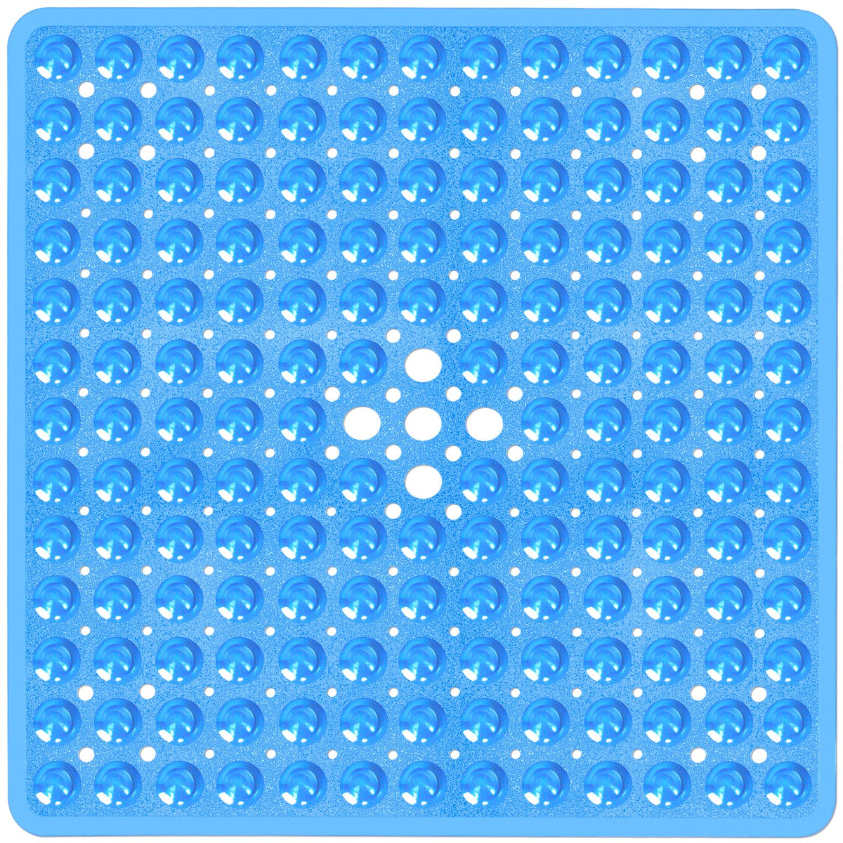Naoloture Square Shower Bathtub Mat Non Slip For Inside Shower Clear Blue 21X21 Inch, Shower Stall Mats For Bathroom Floor, Soft