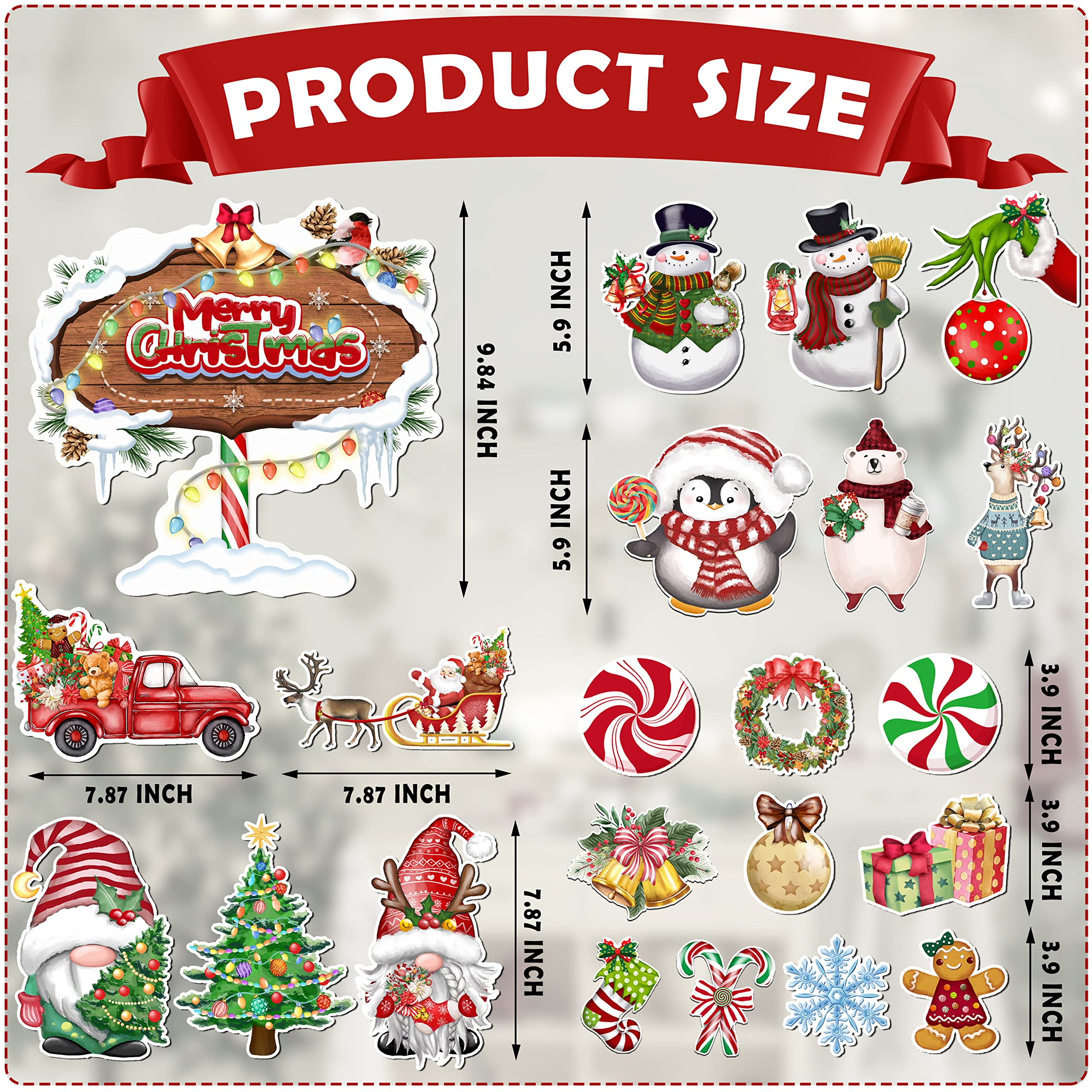 Christmas Refrigerator Car Magnets Decoration 22Pcs, Magnetic Xmas Decorative Door Stickers Decors Fridge Protector Car Decals,