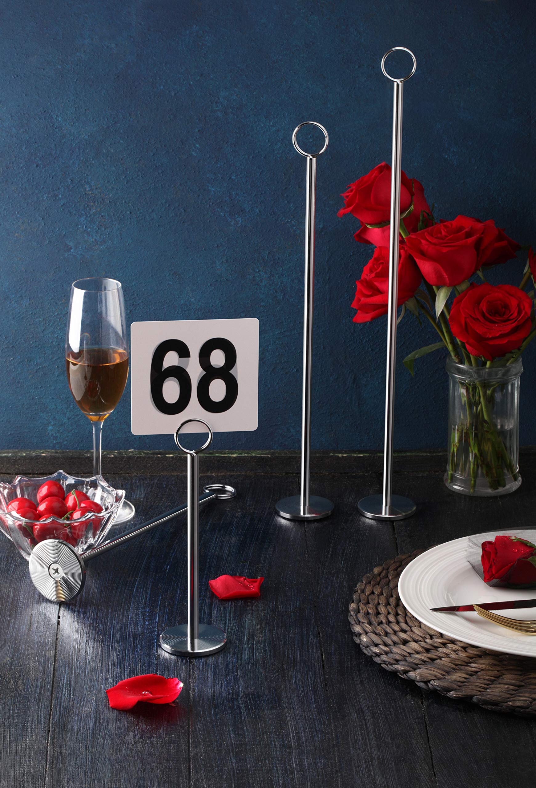 New Star Foodservice 23275 Ring-Clip Table Number Holder/Number Stand/Place Card Holder, 15-Inch, Set Of 12
