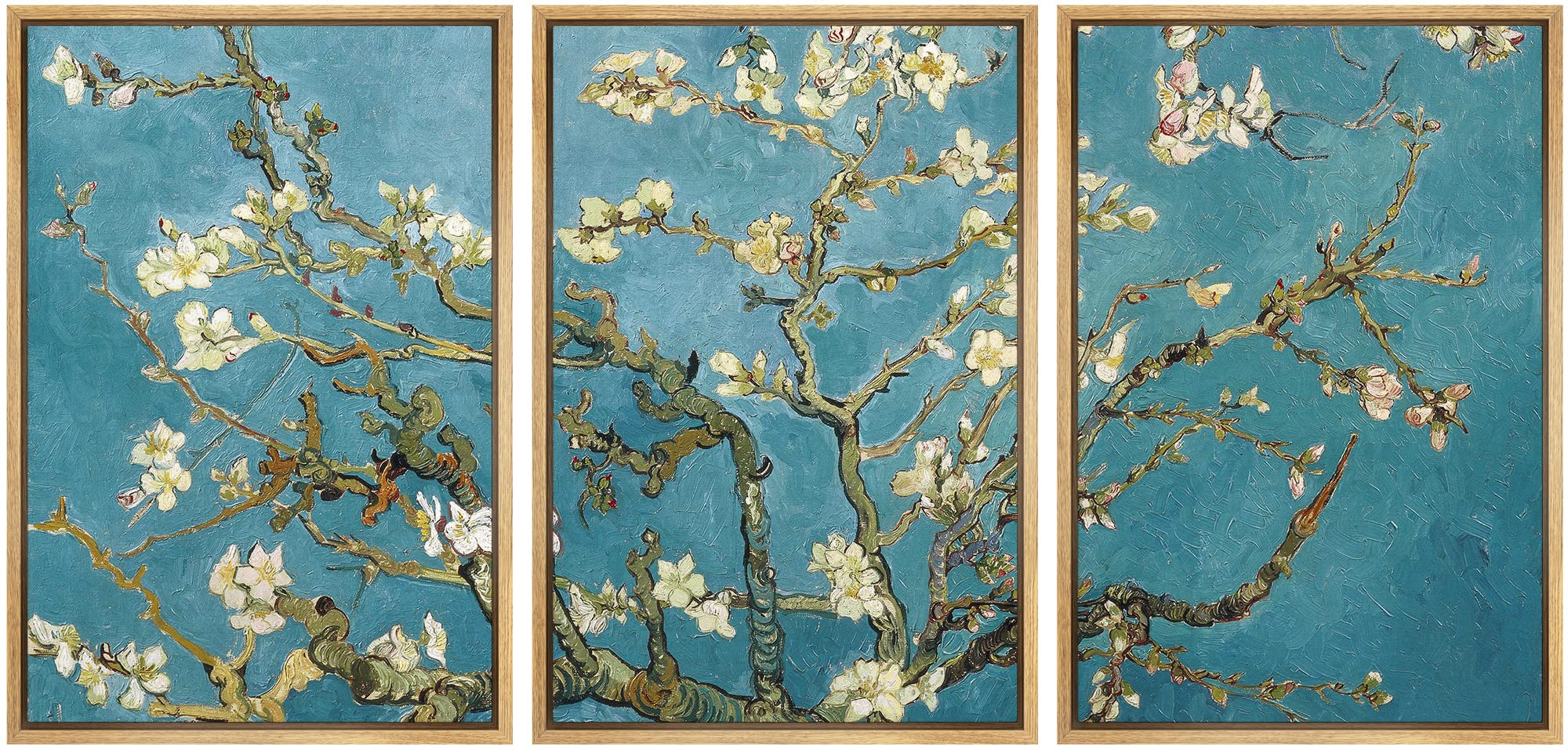 Wall26 Framed Canvas Print Wall Art Set Almond Blossoms By Vincent Van Gogh Nature Wilderness Illustrations Fine Art Relax/Calm