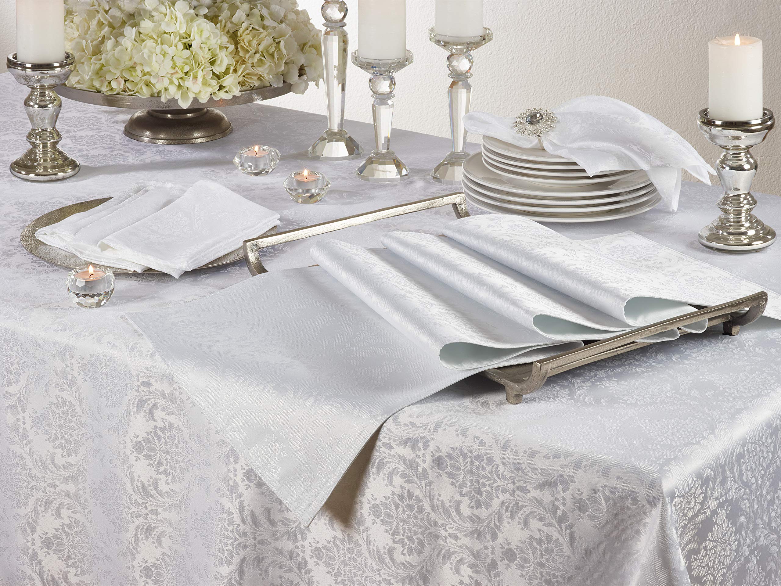 Saro Lifestyle Damask Table Runner, 16'''' X 120'''', White''