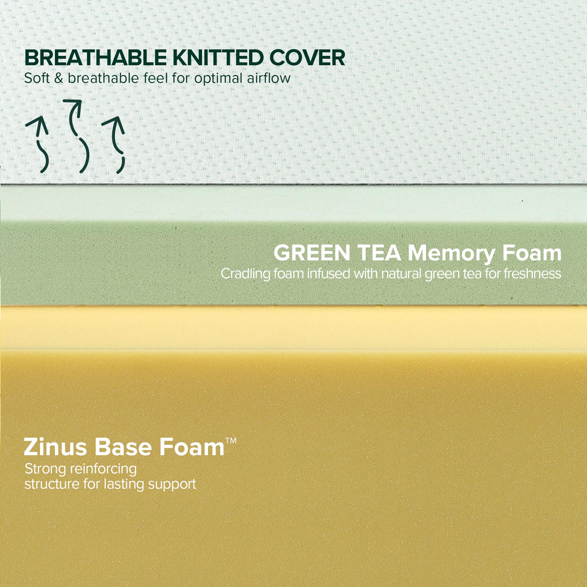 Zinus 6 Inch Green Tea Memory Foam Mattress, 75 x 30 (Narrow Twin), Fiberglass Free, Patented Custom Contour Support, Sturdy Bas