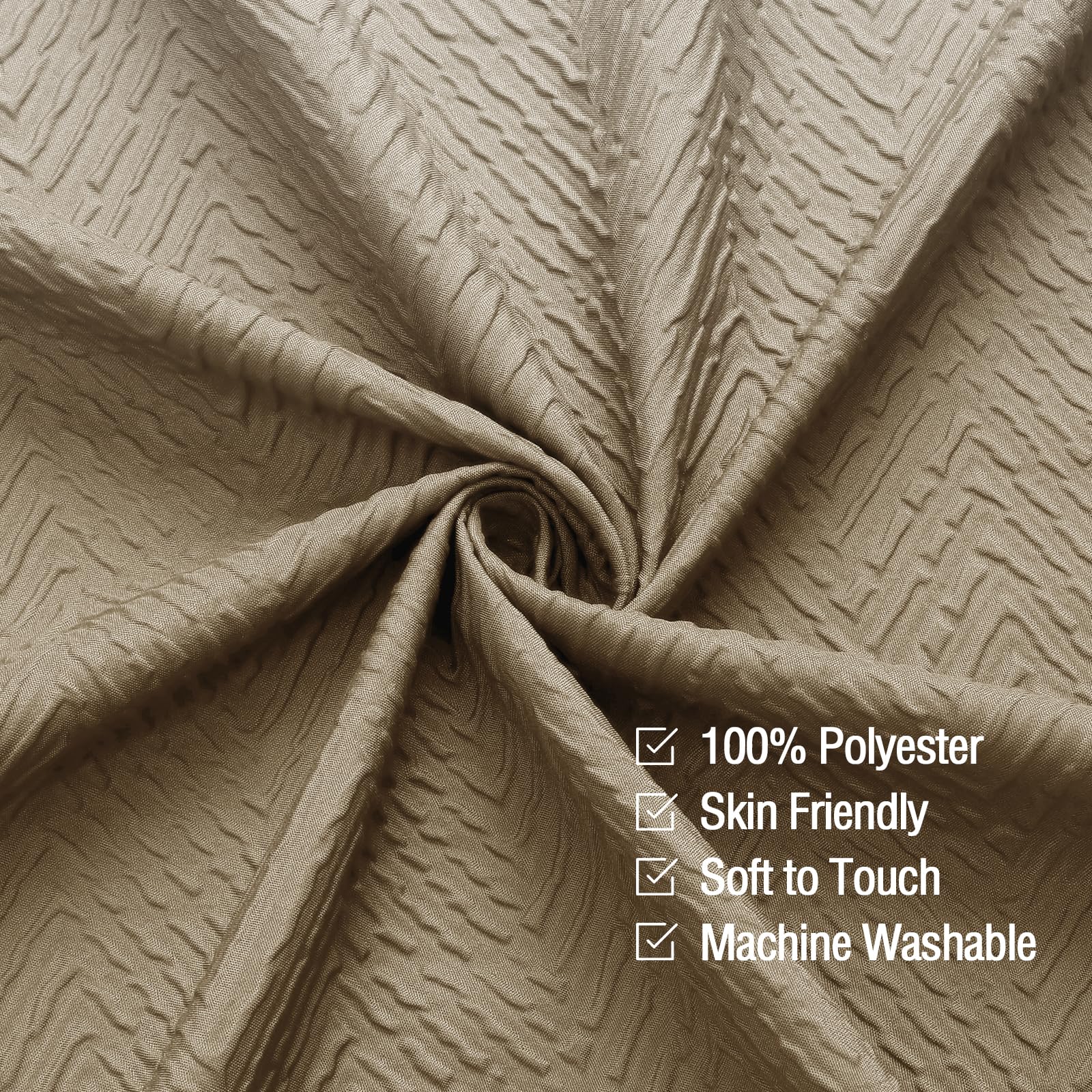 Gibelle Ombre Brown Shower Curtain, 3D Embossed Textured Herringbone Fabric Shower Curtain, Modern Farmhouse Bathroom Decor Soft
