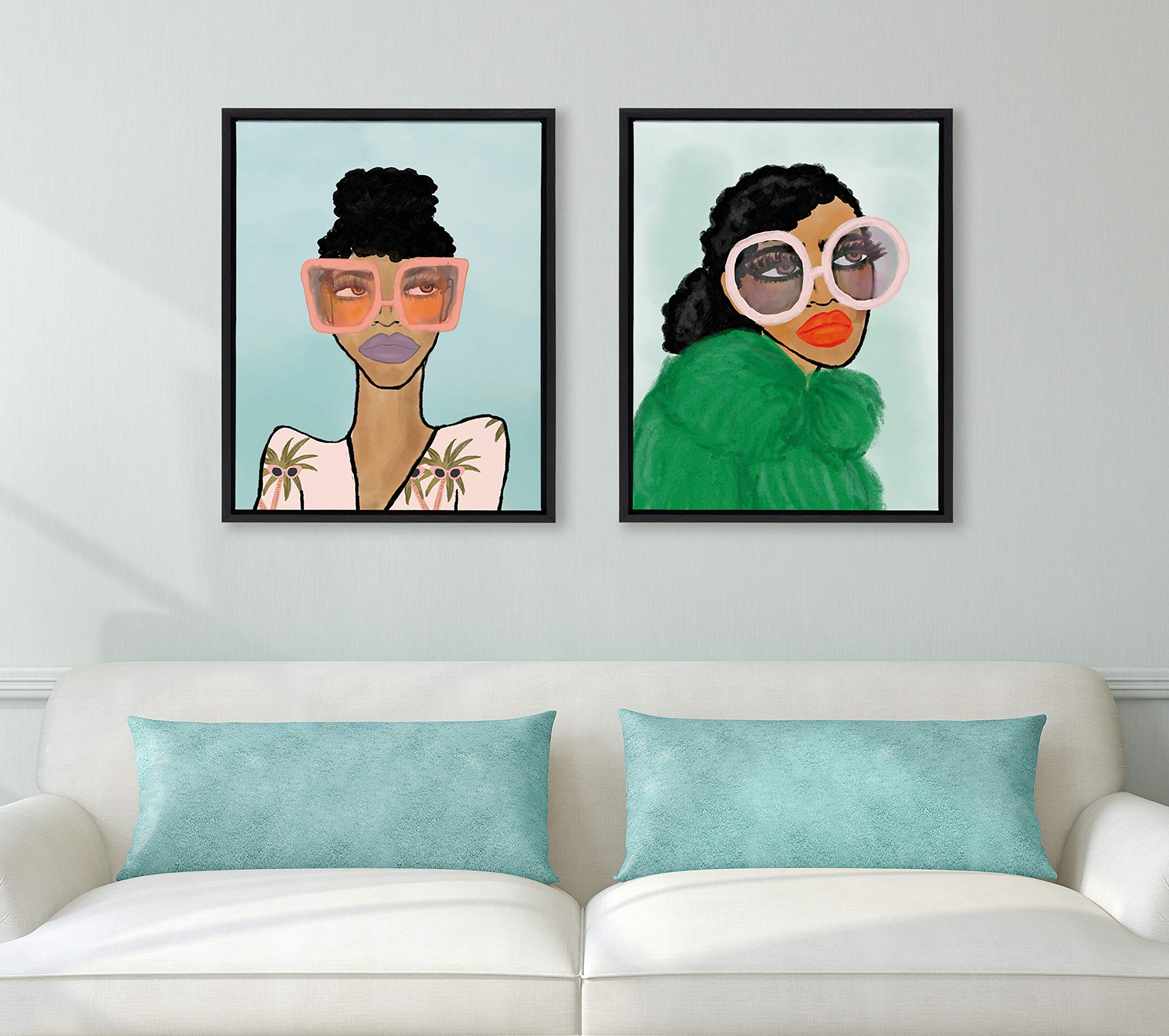 Kate And Laurel Sylvie Green Coat Framed Canvas Wall Art By Kendra Dandy, 18X24 Black, Chic Vibrant Home Decor