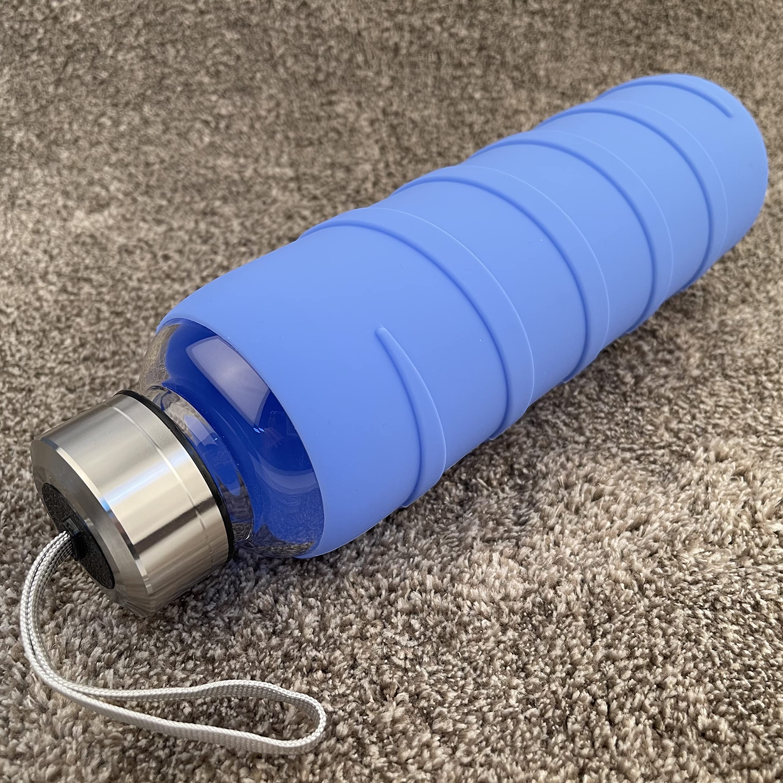 Ferexer Sports Glass Water Bottle With Silicone Sleeve 32 Oz Blue