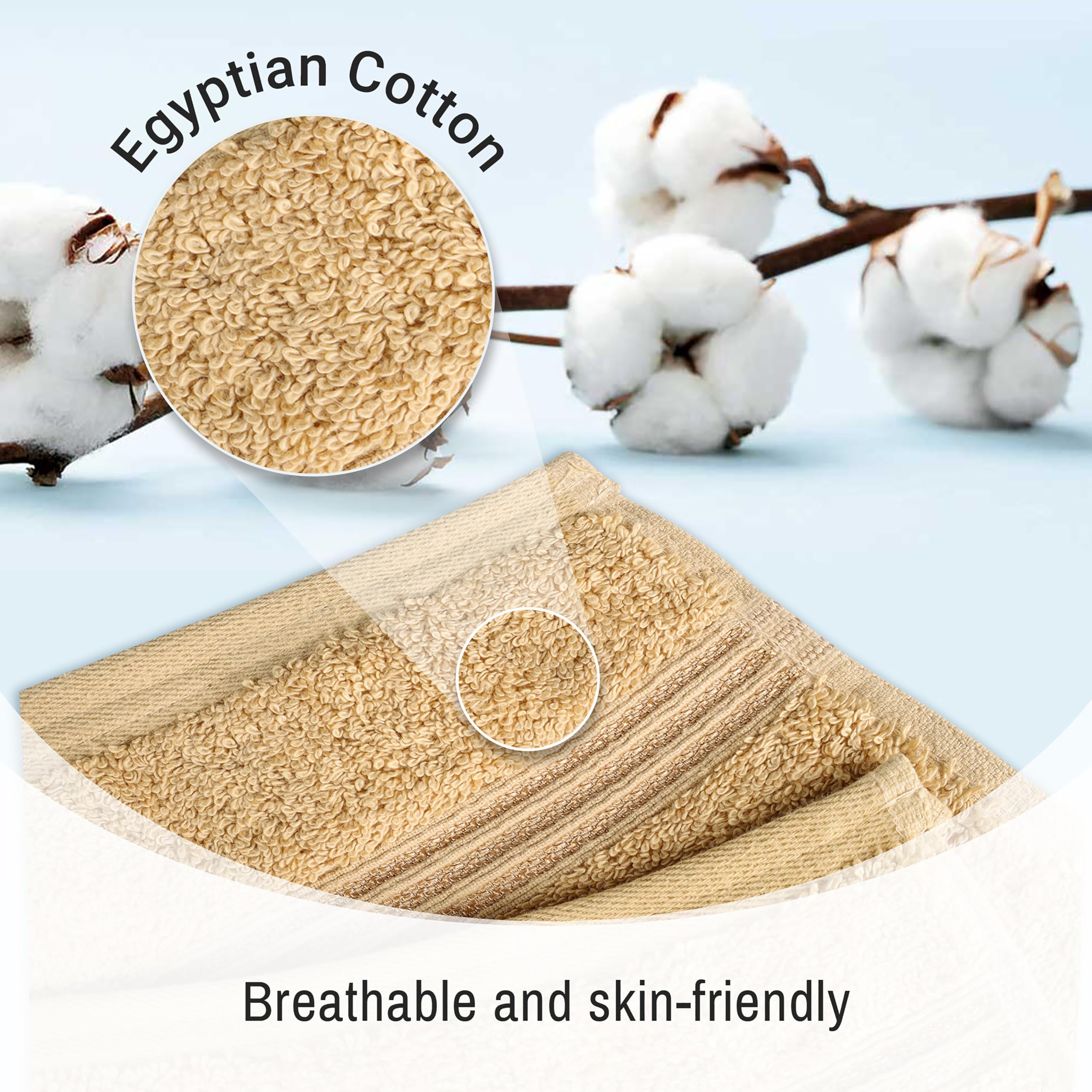 Superior Egyptian Cotton 3-Piece Towel Set, Basic Towels For Bathroom, Home Decor, Guest Bath, Shower, Apartment, Included 1 Fac