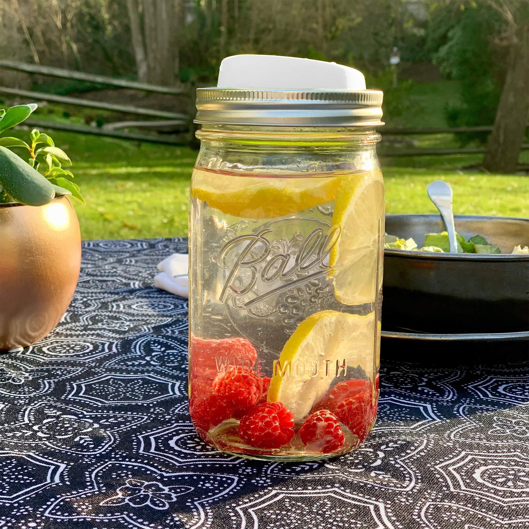 Jarware Translucent 82673 Wide Mouth Drink Lid, Set Of 4, Without Straws