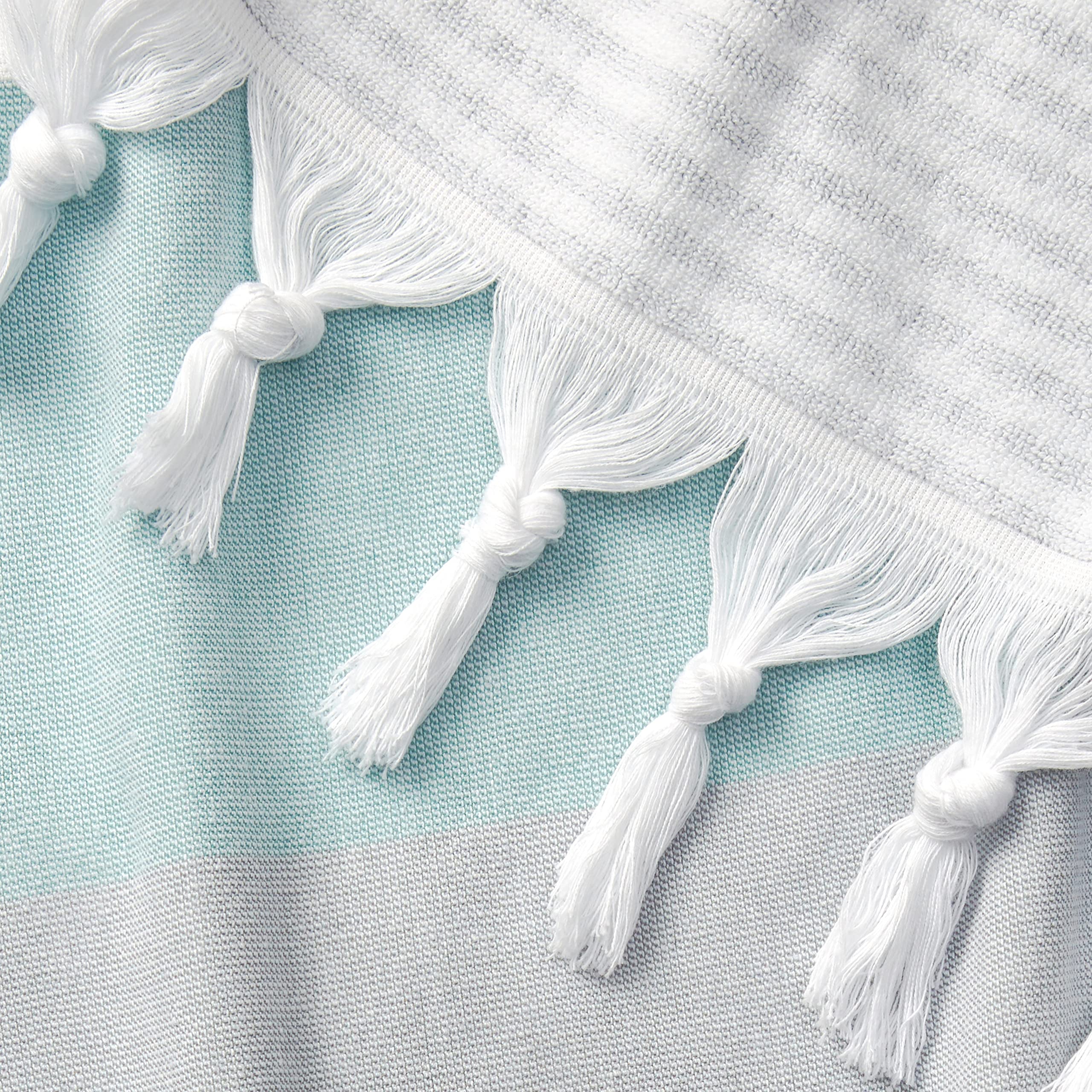 Laguna Beach Textile Co. Soft Turkish Fouta Beach Towel - Teal Blue & Gray, 400 Gsm