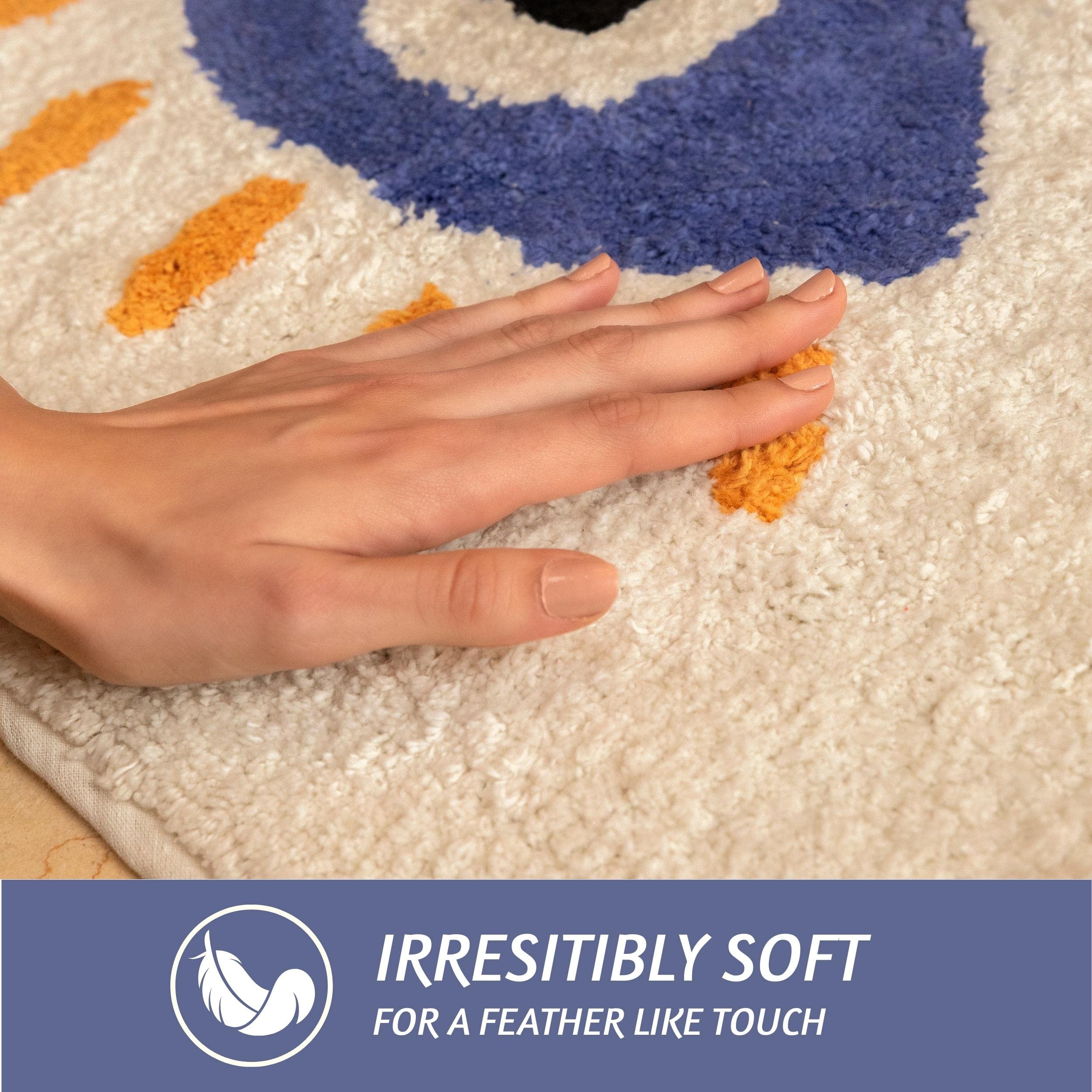 Folkulture Bathroom Rugs Or Bath Mats For Bathroom, 100% Cotton Bathmat Or Shower Mat, 24'' X 17'' Non Slip Tub Mat Or Farmhouse