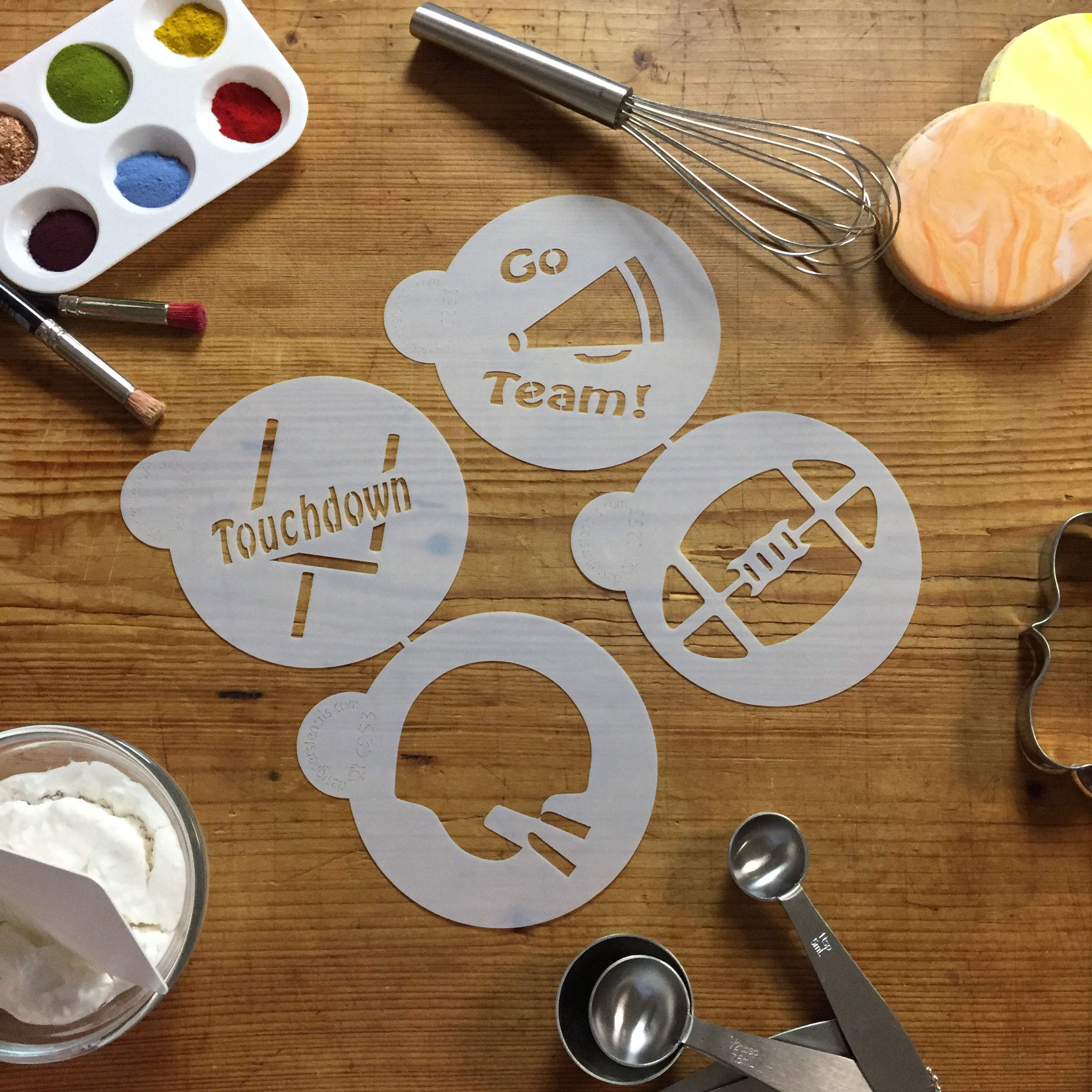 Designer Stencils Large Football Cookie Stencils, Beige/Semi-Transparent