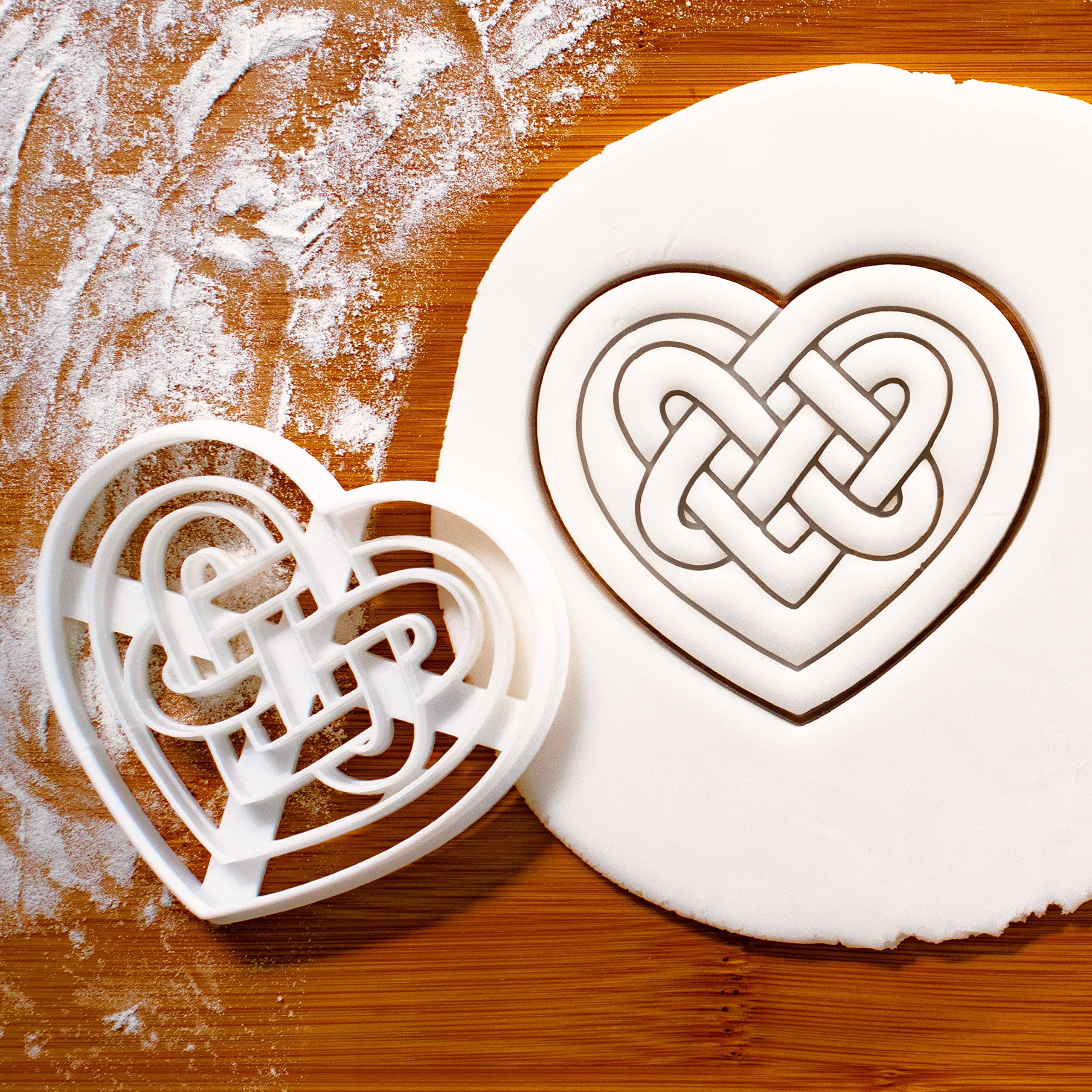 Set Of 2 Celtic Triquetra Cookie Cutters (Designs: Celtic Heart And Triquetra), 2 Pieces - Bakerlogy
