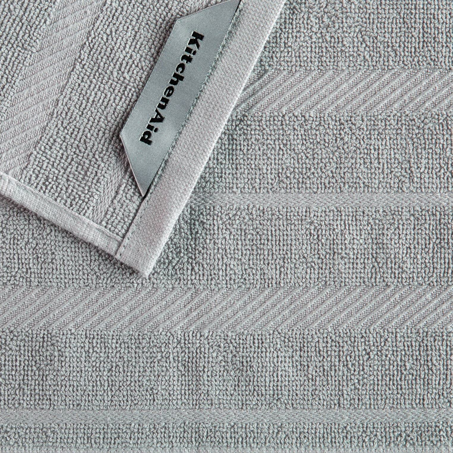 Kitchenaid Albany Dishcloth 8 Pack Set, Matte Grey/White, 12''X12''