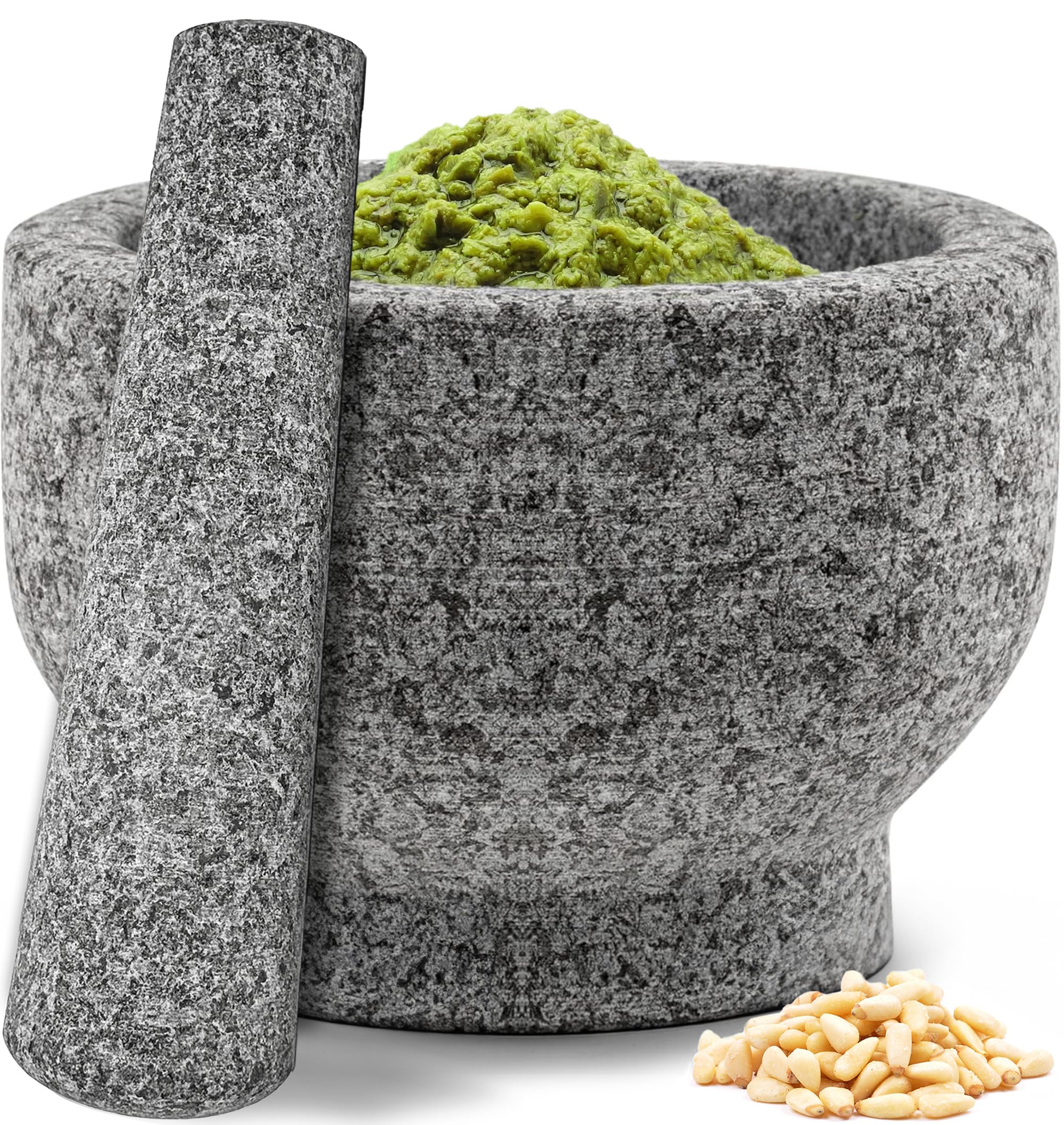 Heavy Duty Natural Granite Small Mortar And Pestle Set, Hand Carved, Make Fresh Guacamole At Home, Solid Stone Grinder Bowl, Her