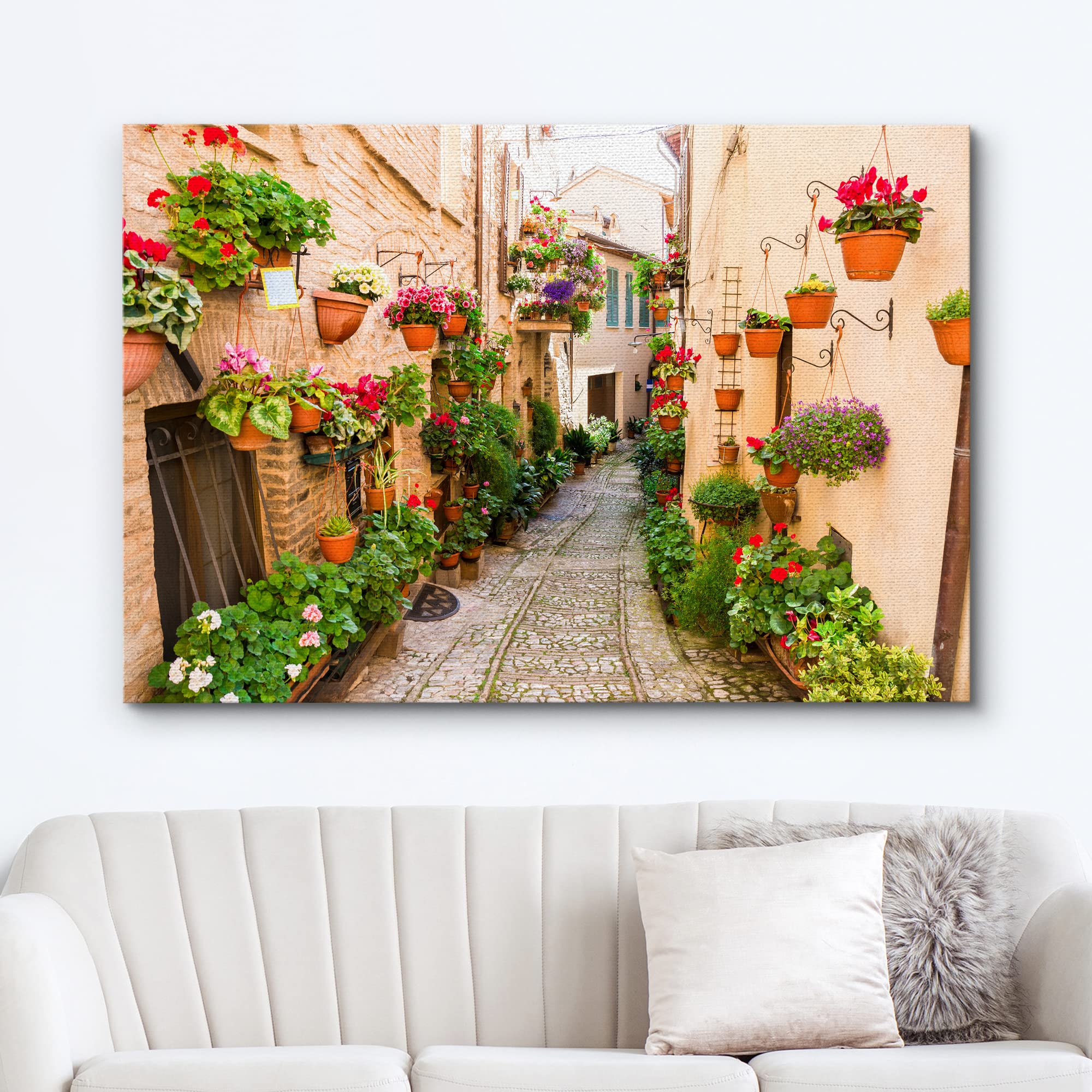 Wall26 Canvas Print Wall Art Floral Botanical Garden Italian Alley Nature Wilderness Photography Realism Rustic Scenic Landscape