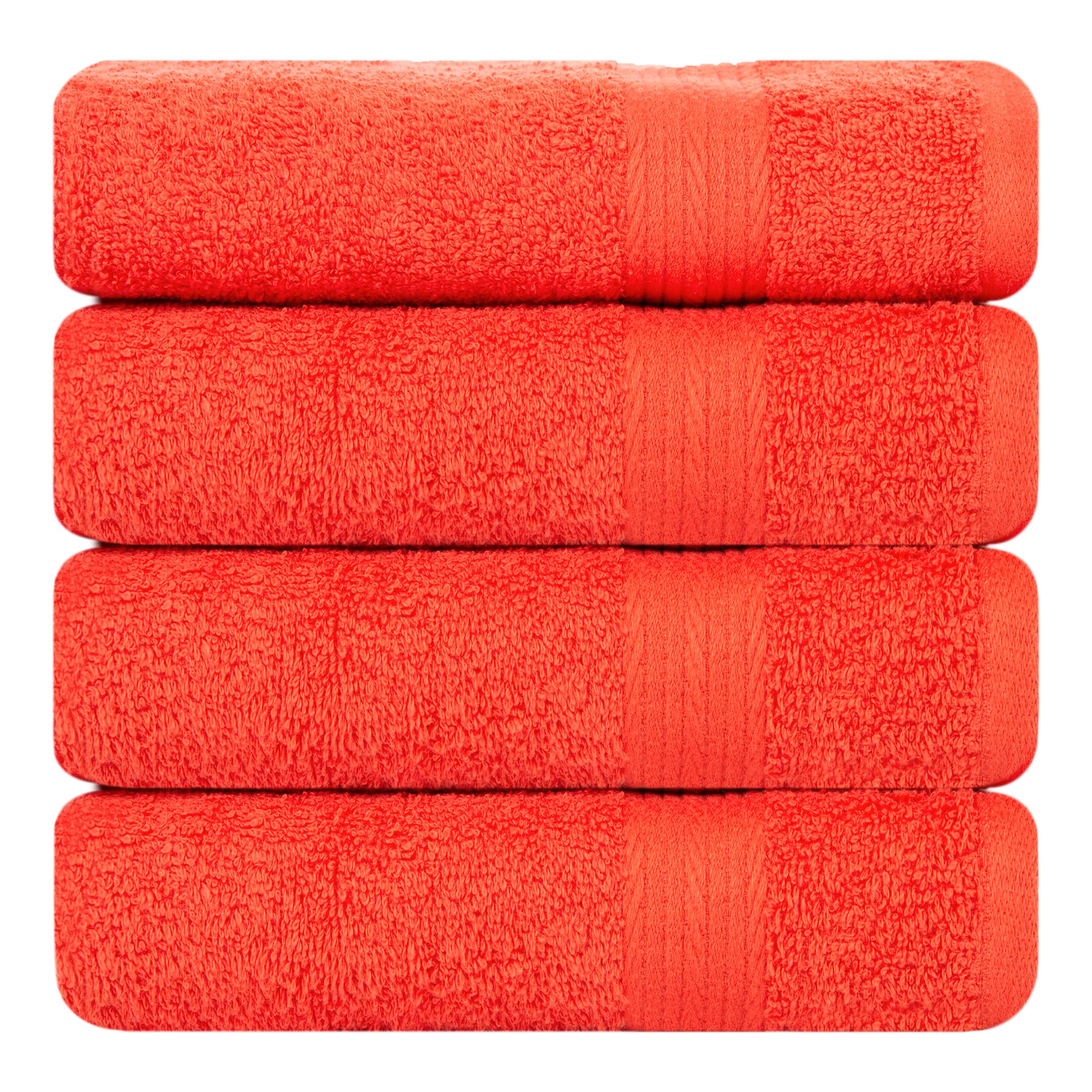 Ample Decor Hand Towels for Bathroom 18 X 28 Inch 600 GSM 100% Cotton  Soft Absorbent - 4 Pcs Orange